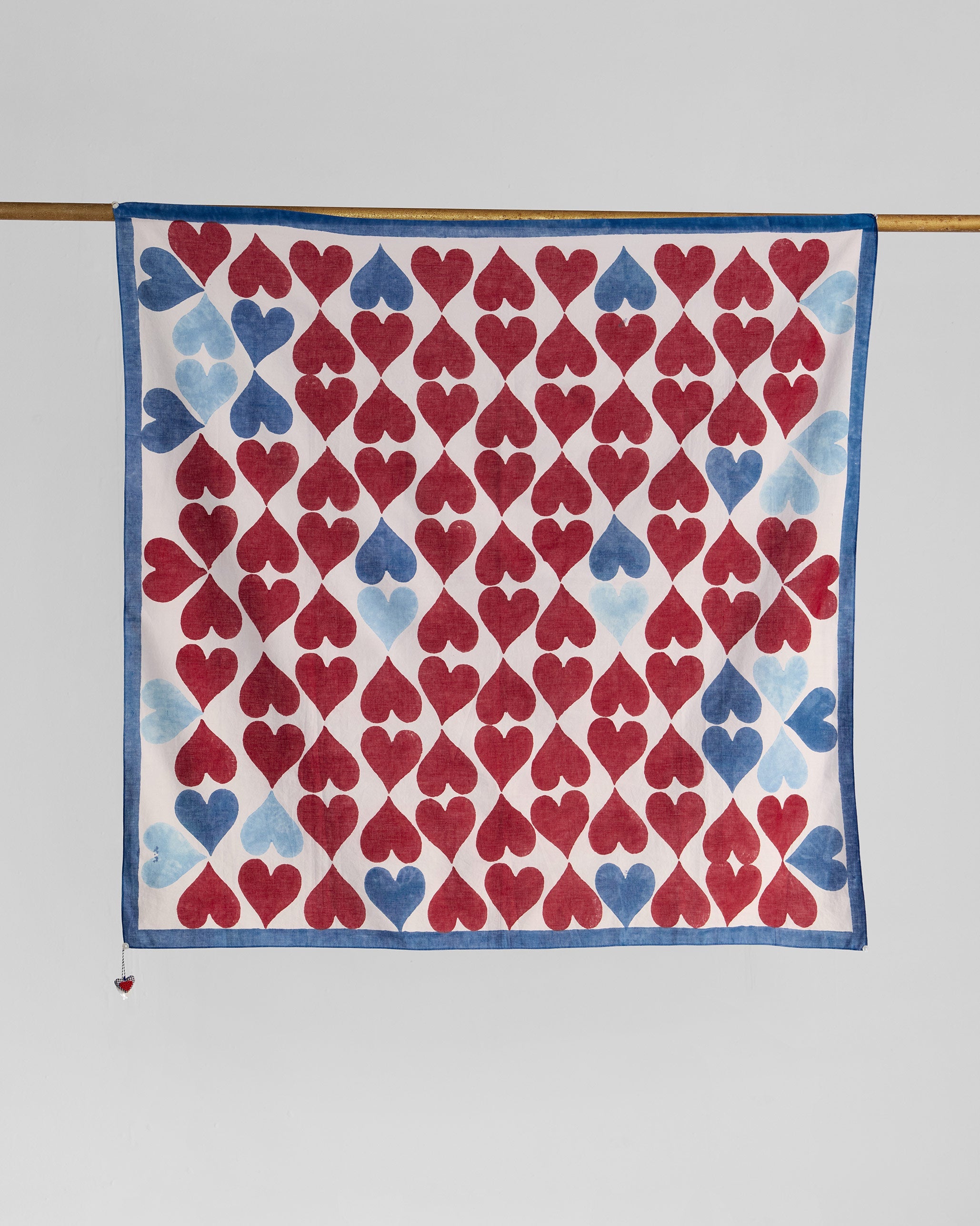Floating Hearts Scarf - Red & Blue