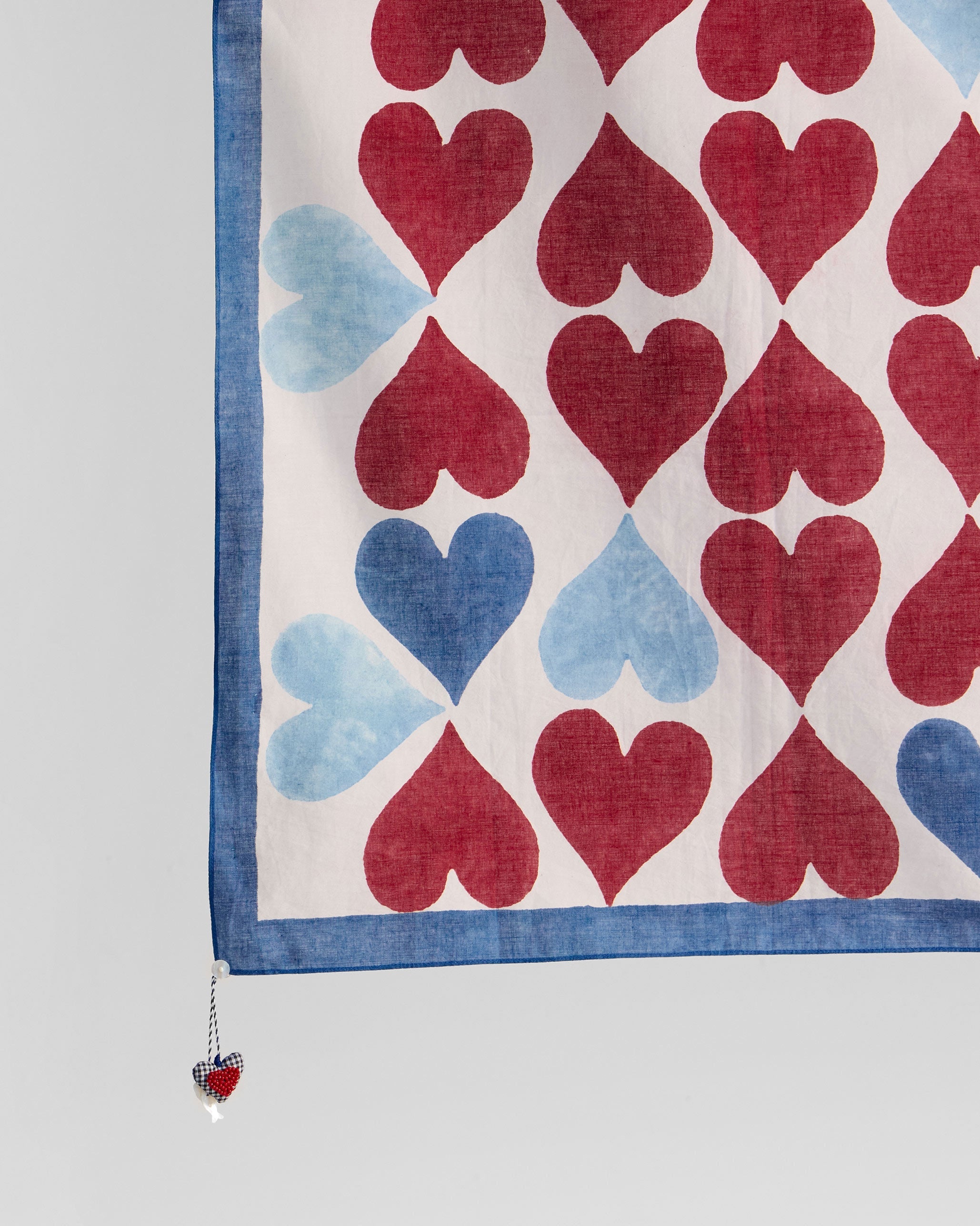 Floating Hearts Scarf - Red & Blue