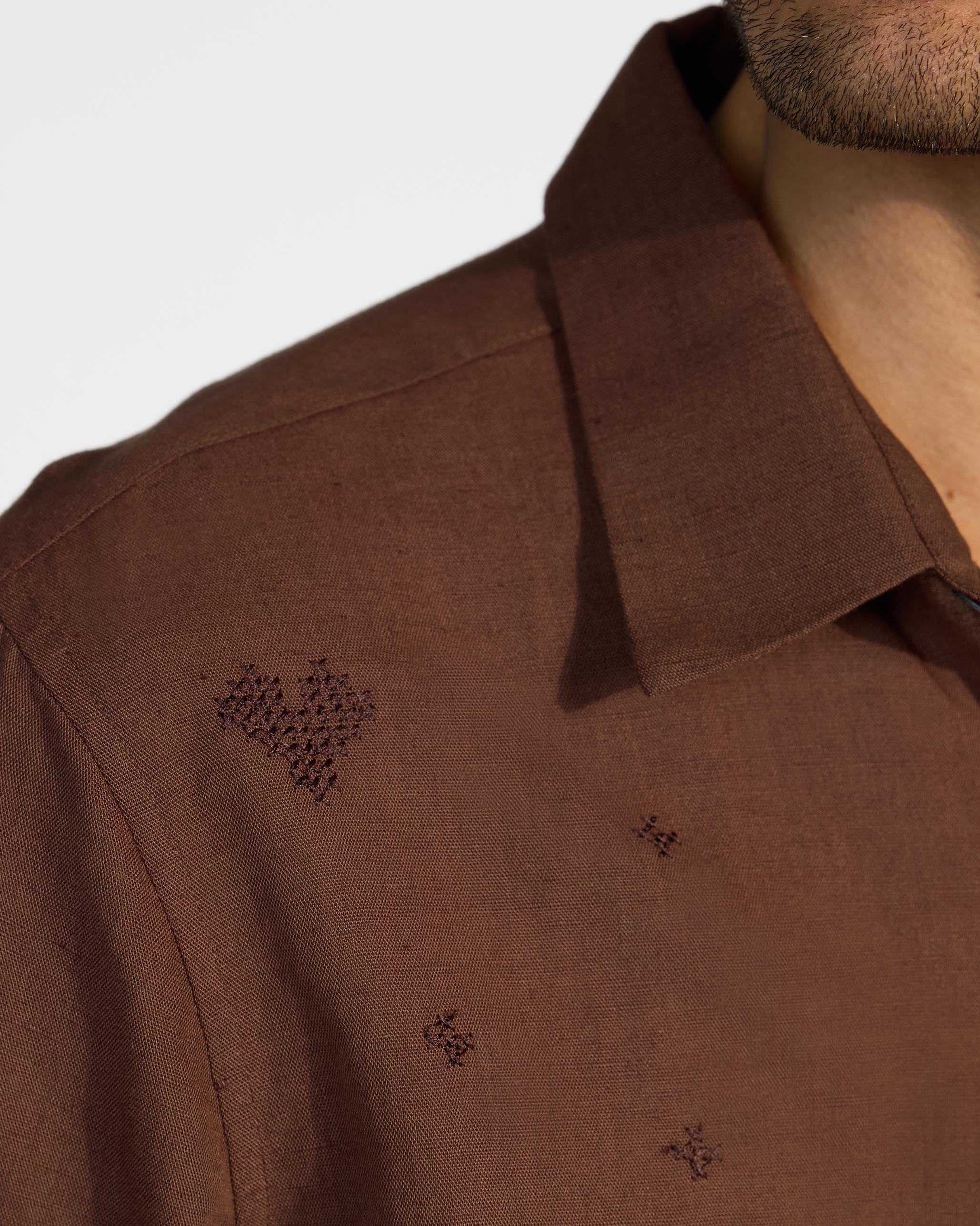 Classic Shirt - Brown Embroidered
