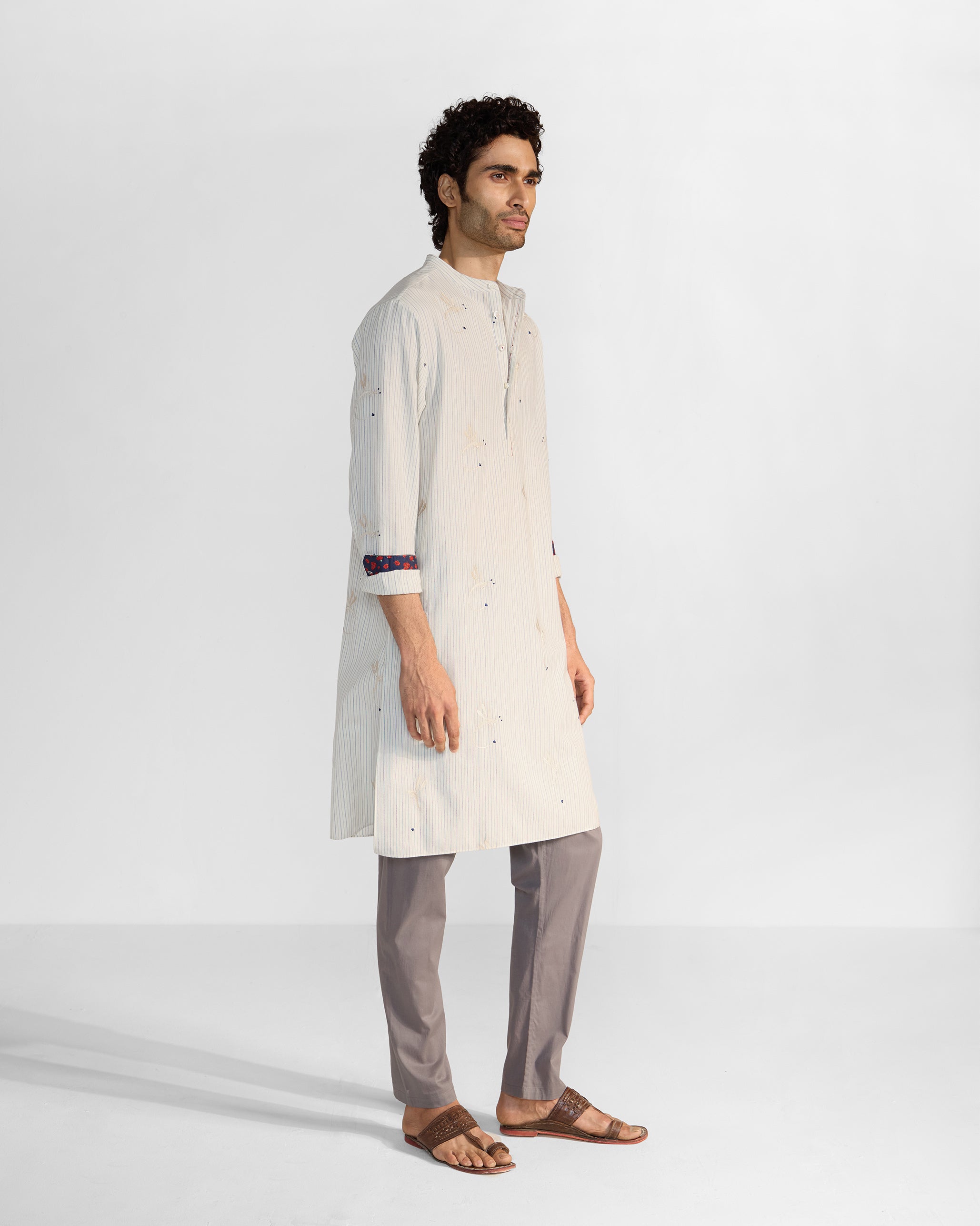 Astral Kurta - Navy & Ivory Embroidered