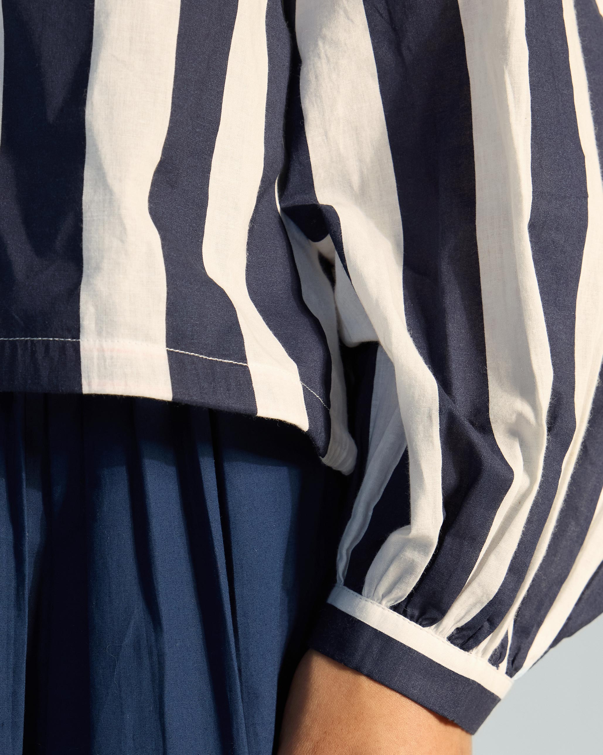 Zaya Top - Navy Blue & White Stripes