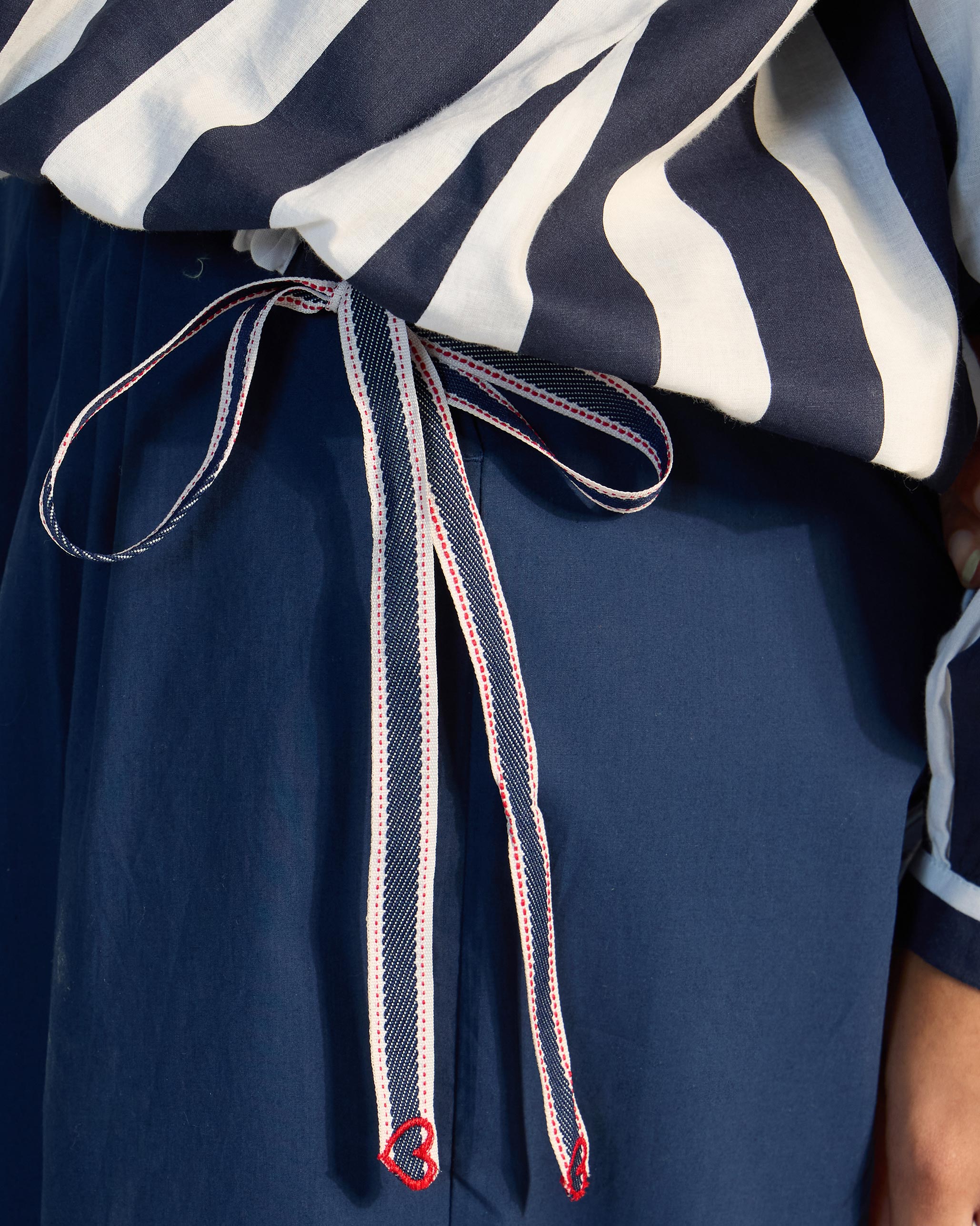 Zaya Top - Navy Blue & White Stripes