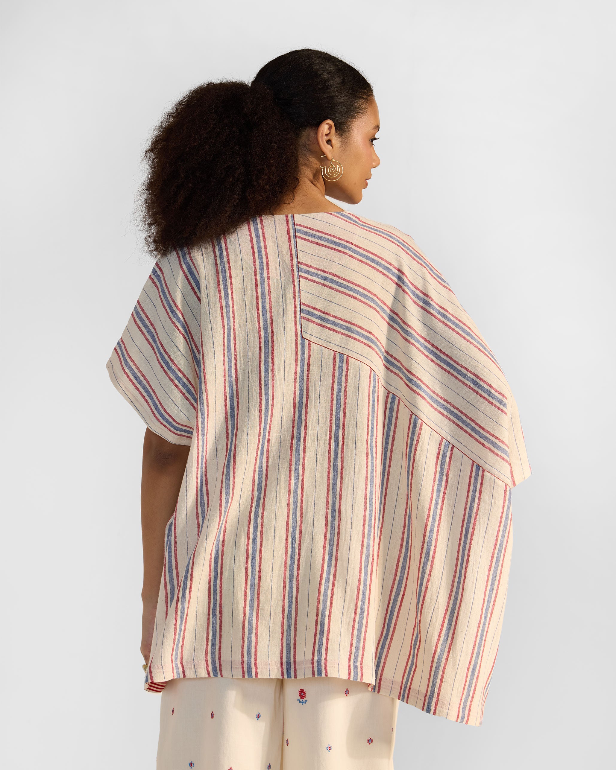 Savi Top - Red & Ivory Stripes