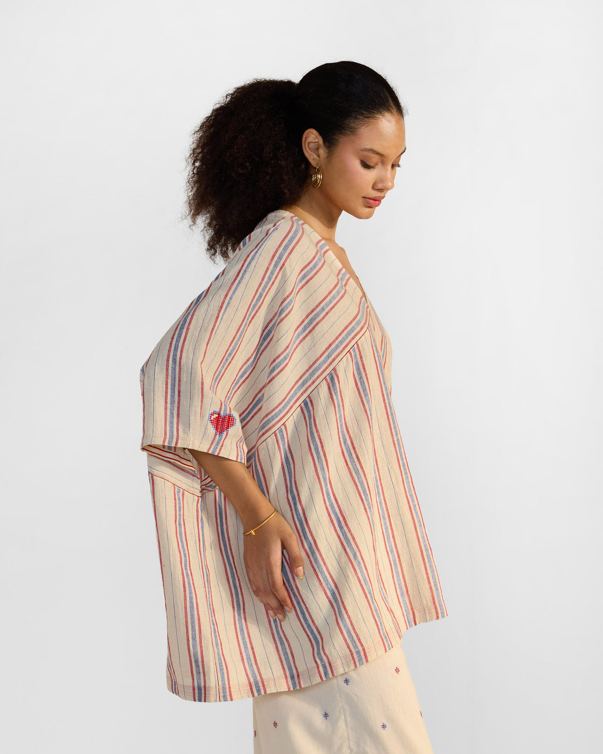 Savi Top - Red & Ivory Stripes