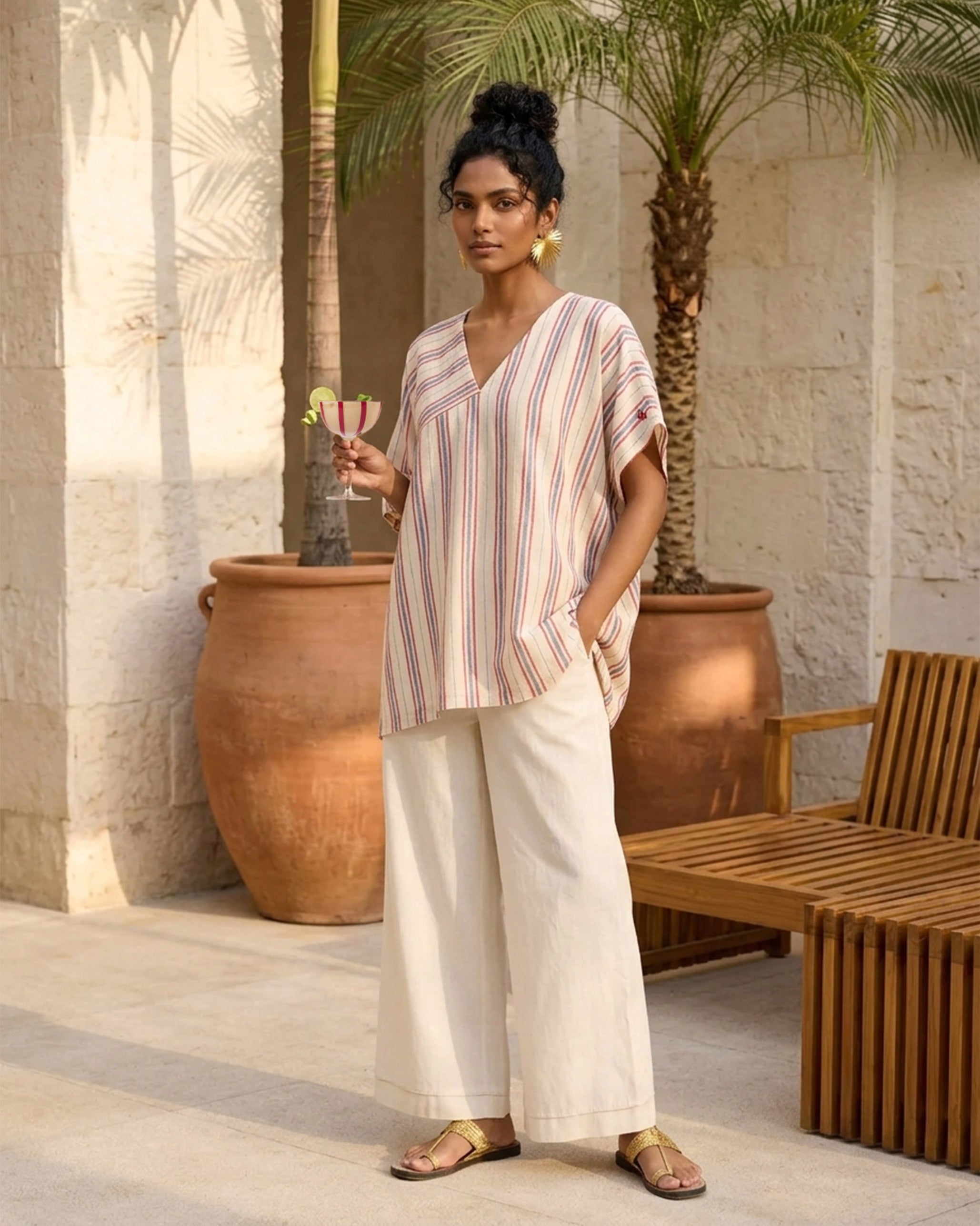 Savi Top - Red & Ivory Stripes