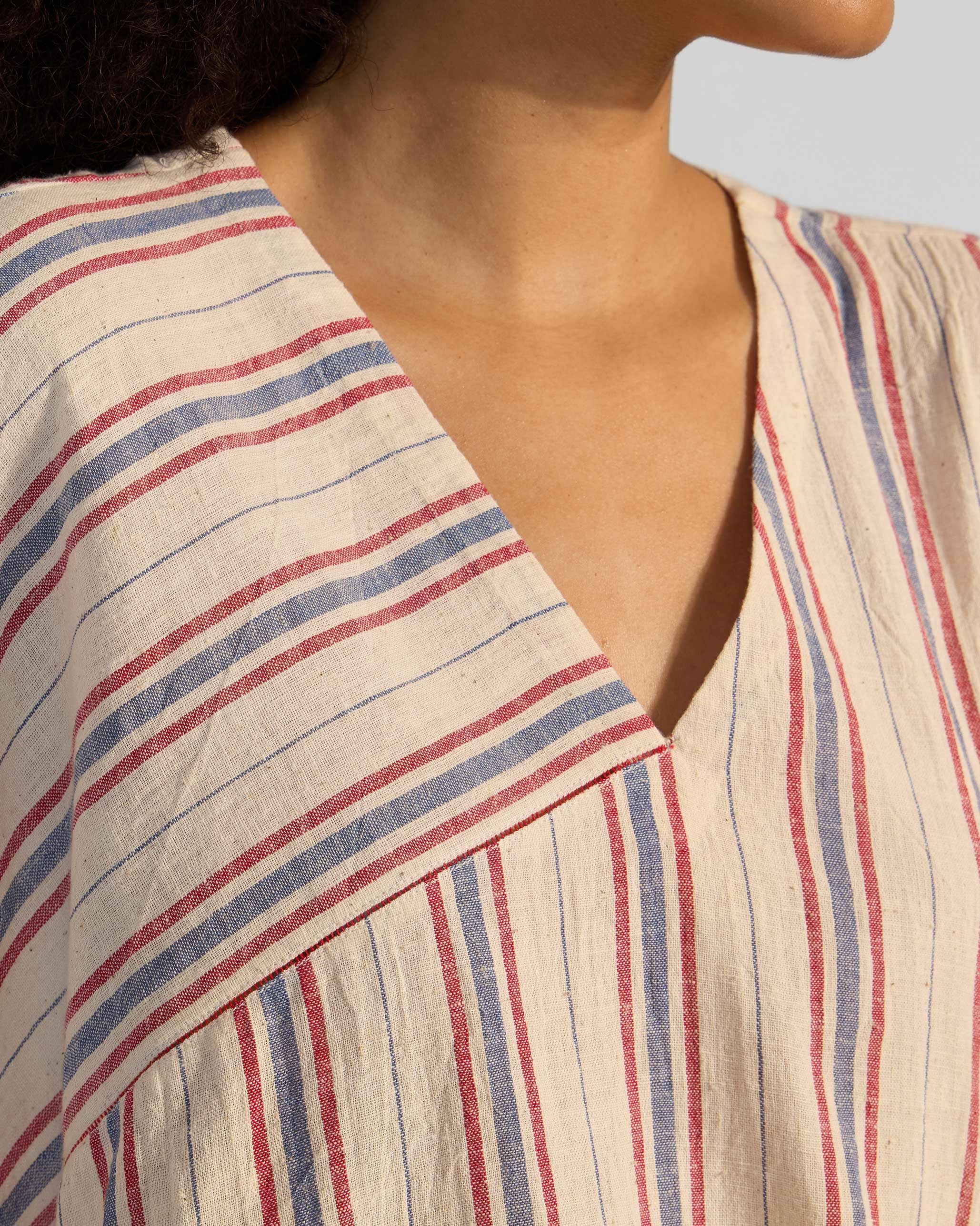 Savi Top - Red & Ivory Stripes