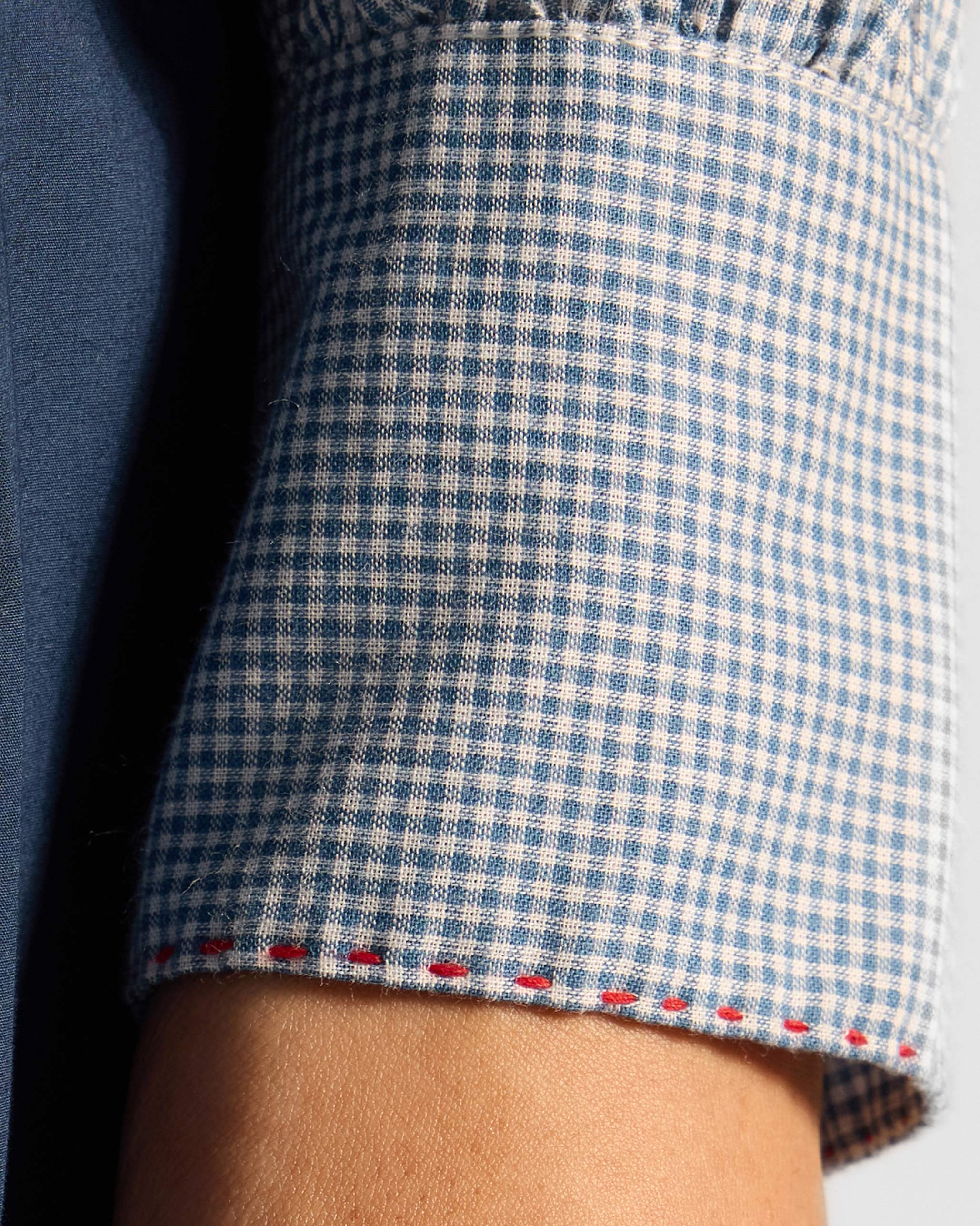 Lona Necktie Top - Blue & White Checks