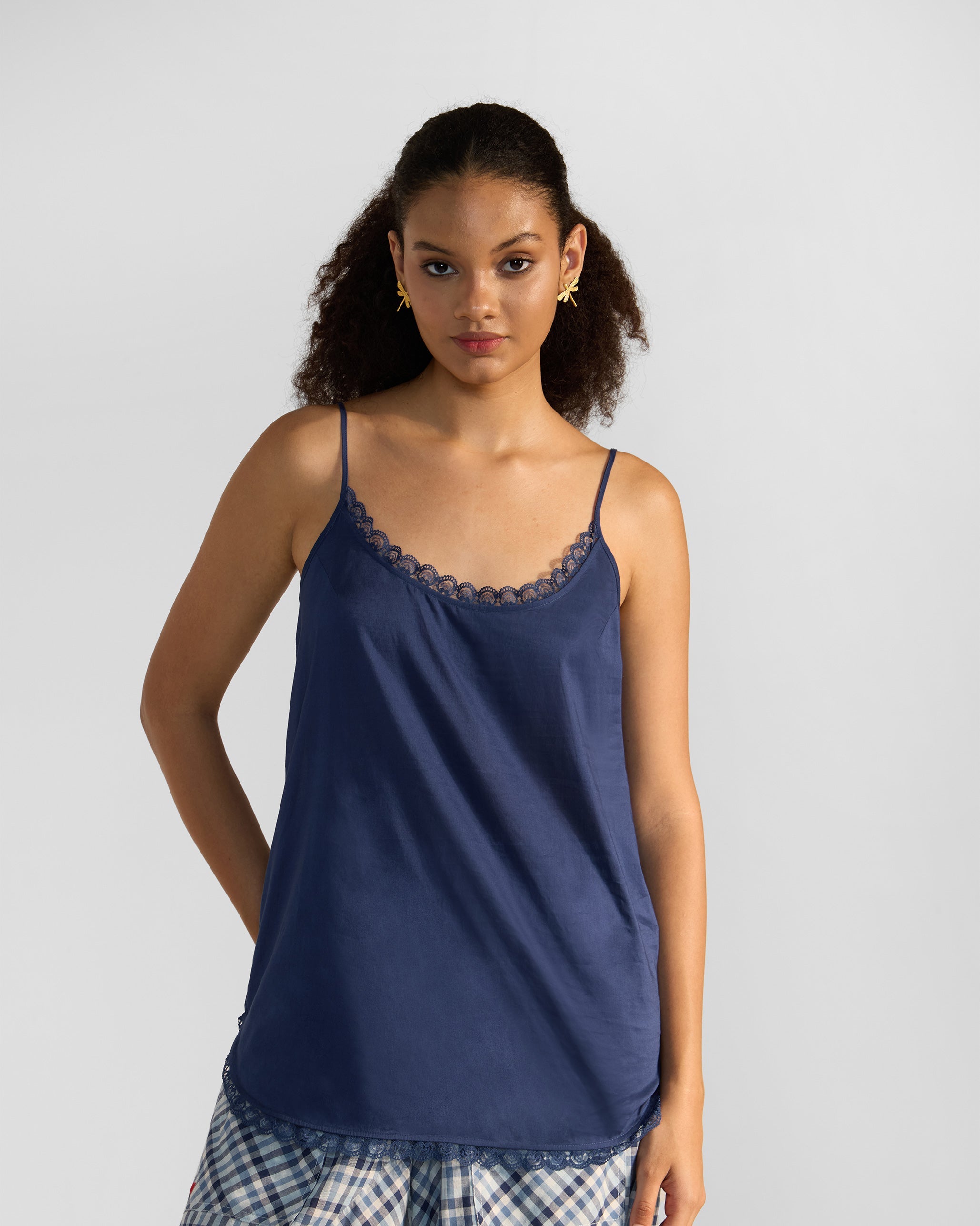 Lina Shirt with Slip - Blue & White Printed