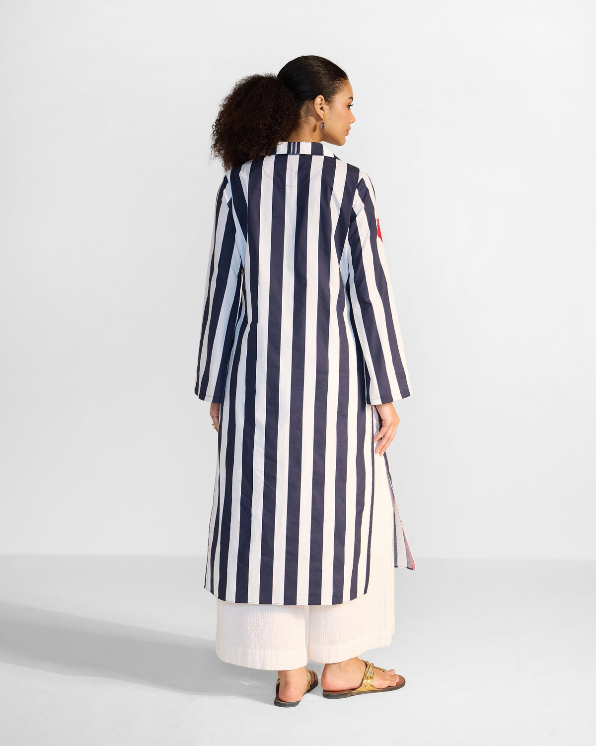 Vinya Kurta - Navy Blue & White Stripes