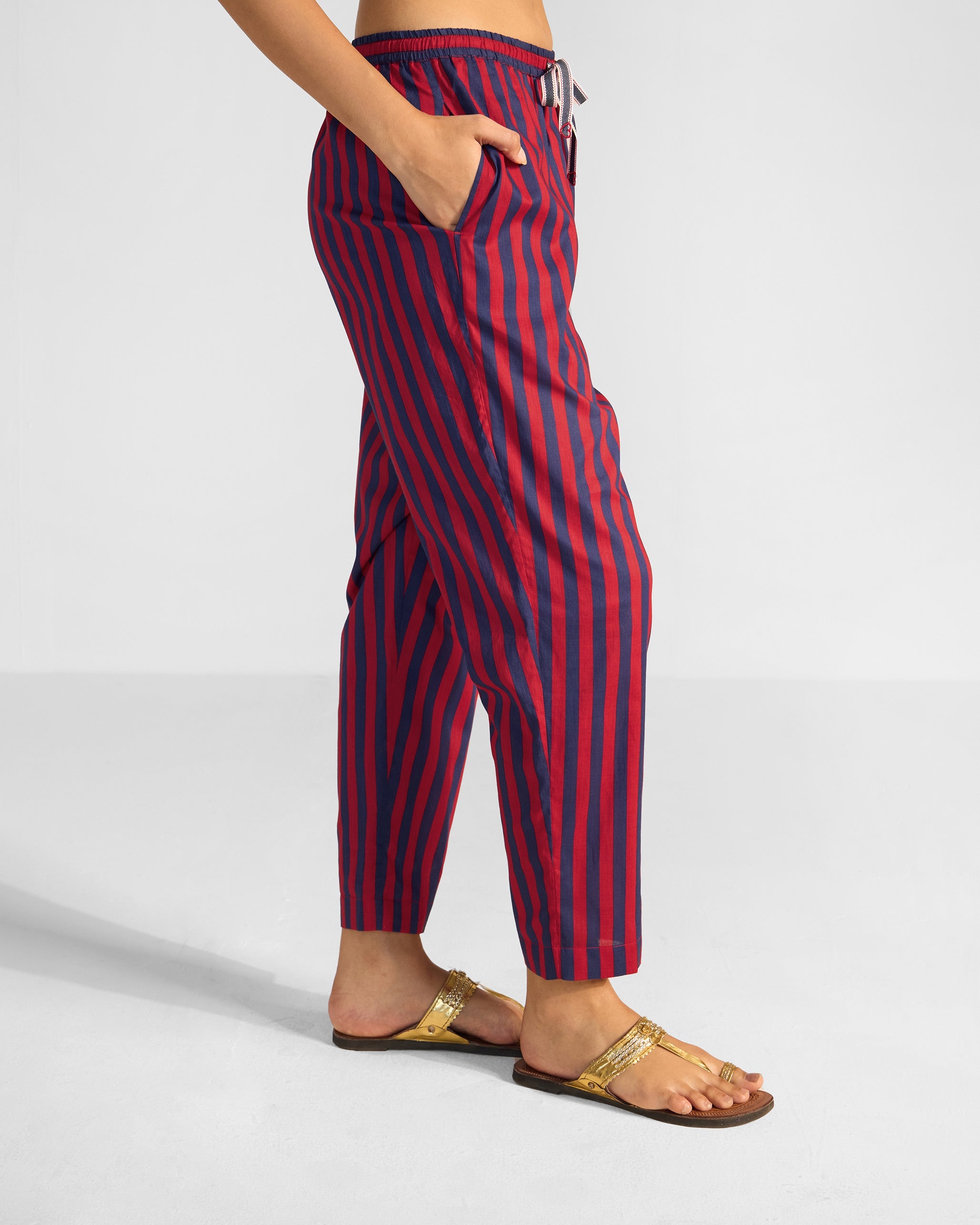 Kasra Pants - Red & Navy Stripes