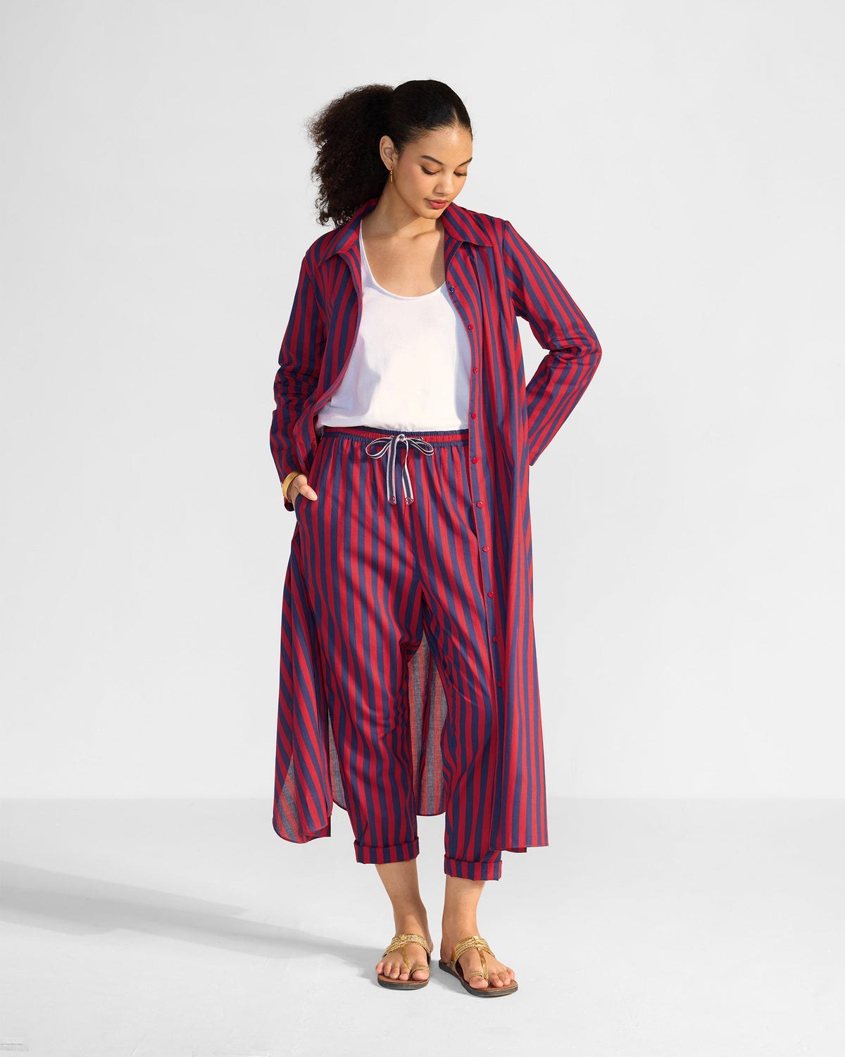 Kasra Pants - Red & Navy Stripes