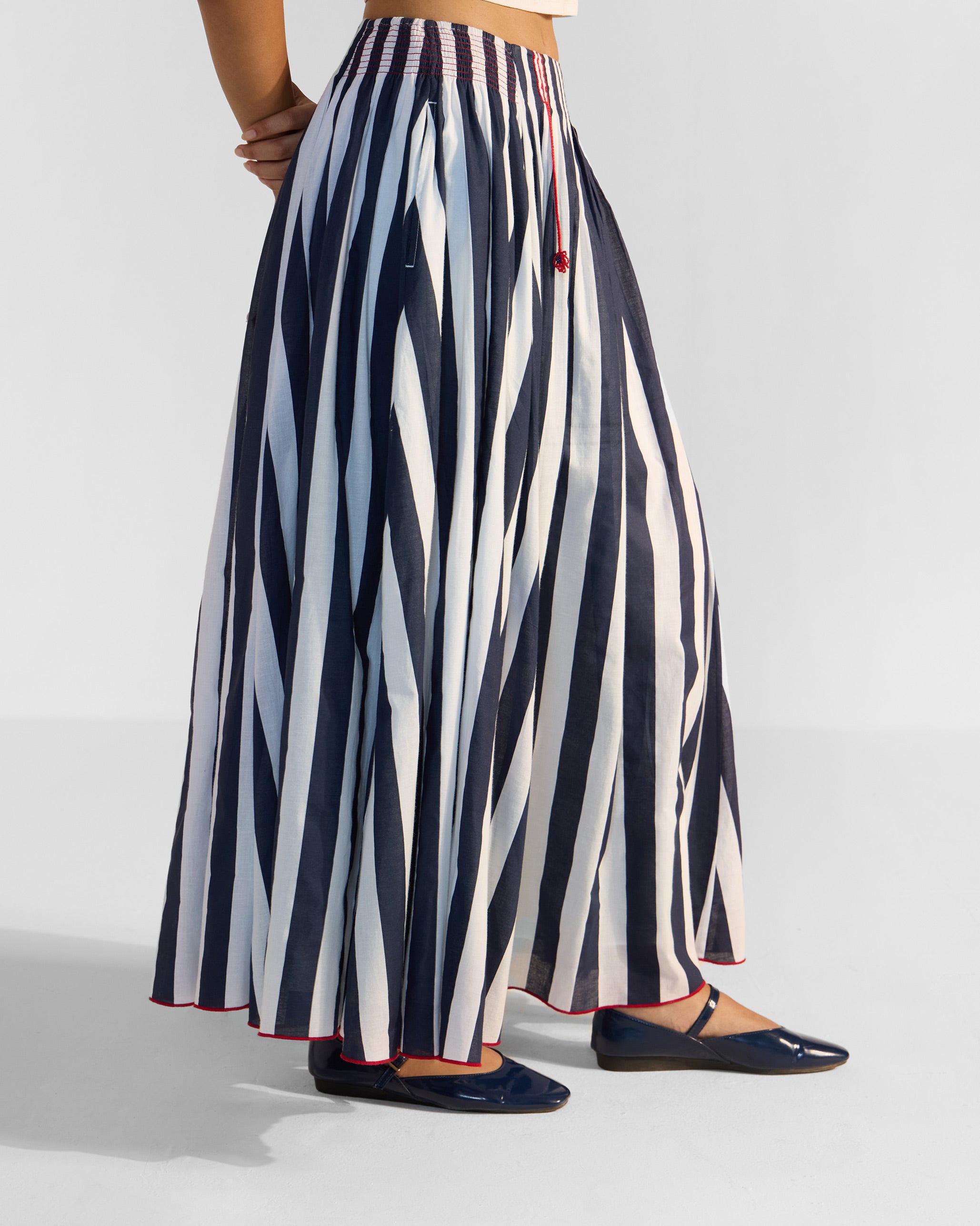 Reyat Skirt- Blue & White Stripes