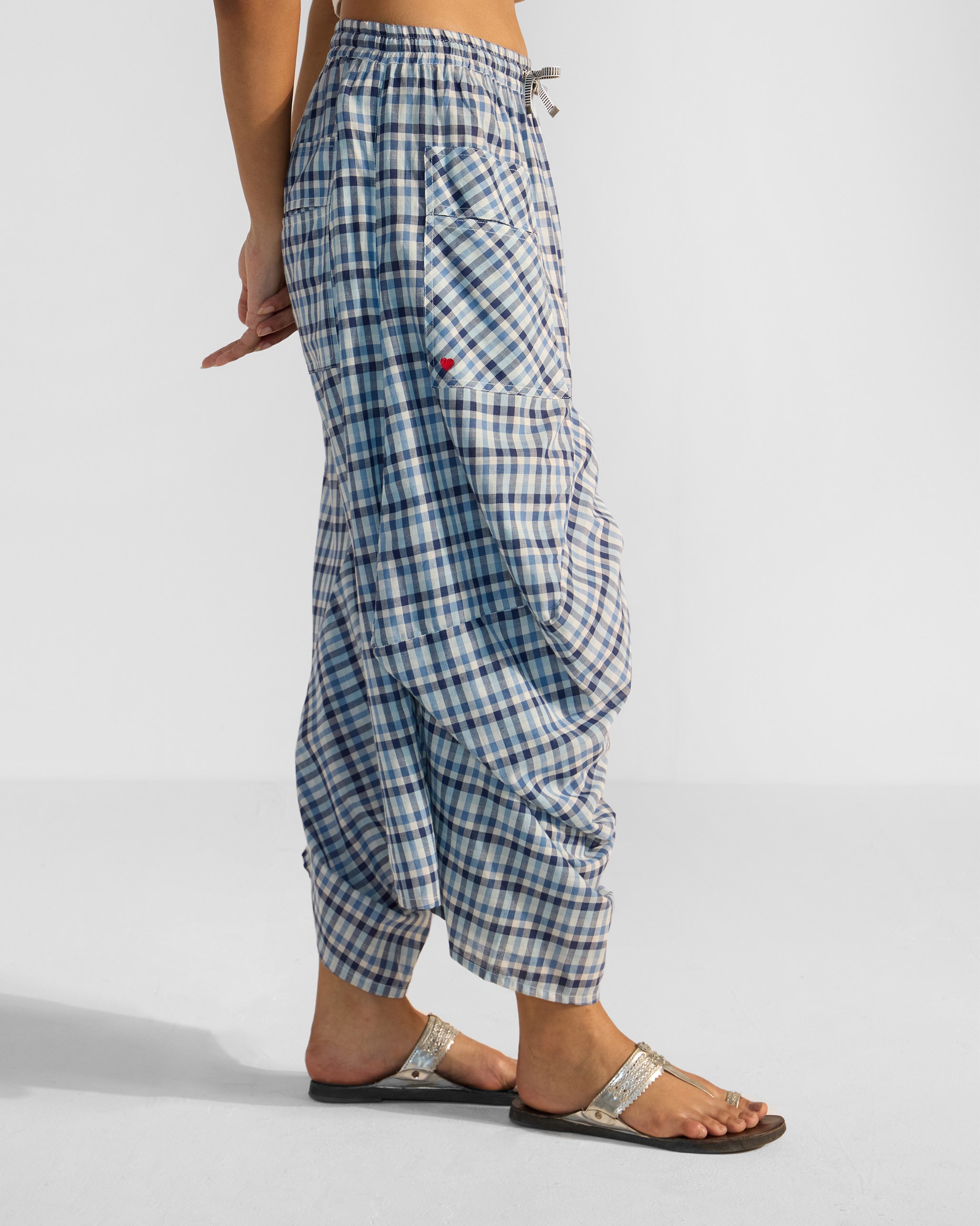 Yoka Trousers - Blue & White Checks