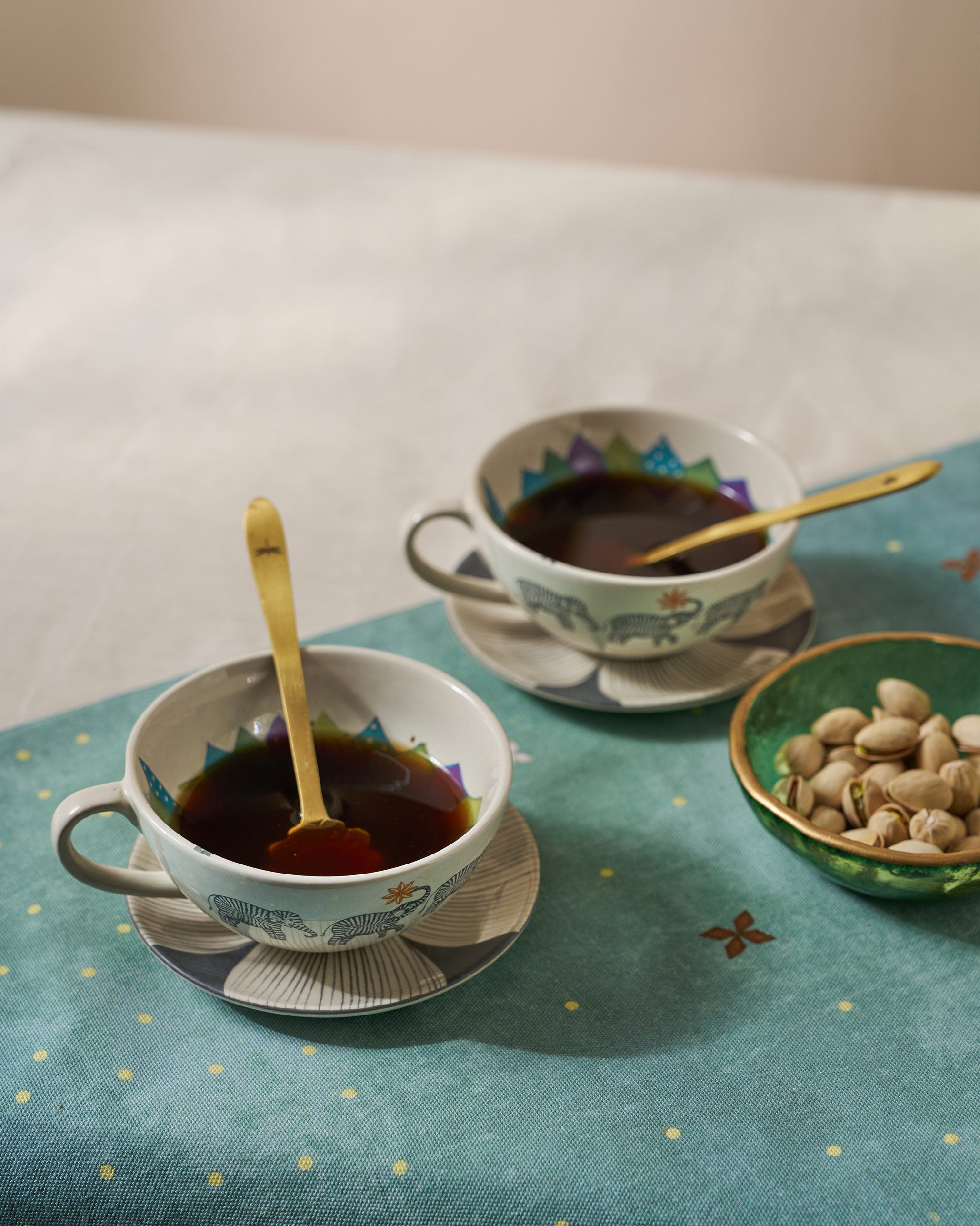 Palm Bloom Coffee Cup with Saucer - Set of 2