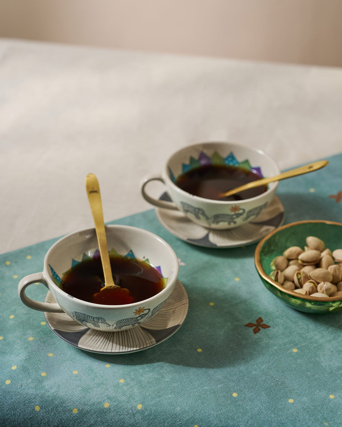 Palm Bloom Coffee Cup with Saucer - Set of 2