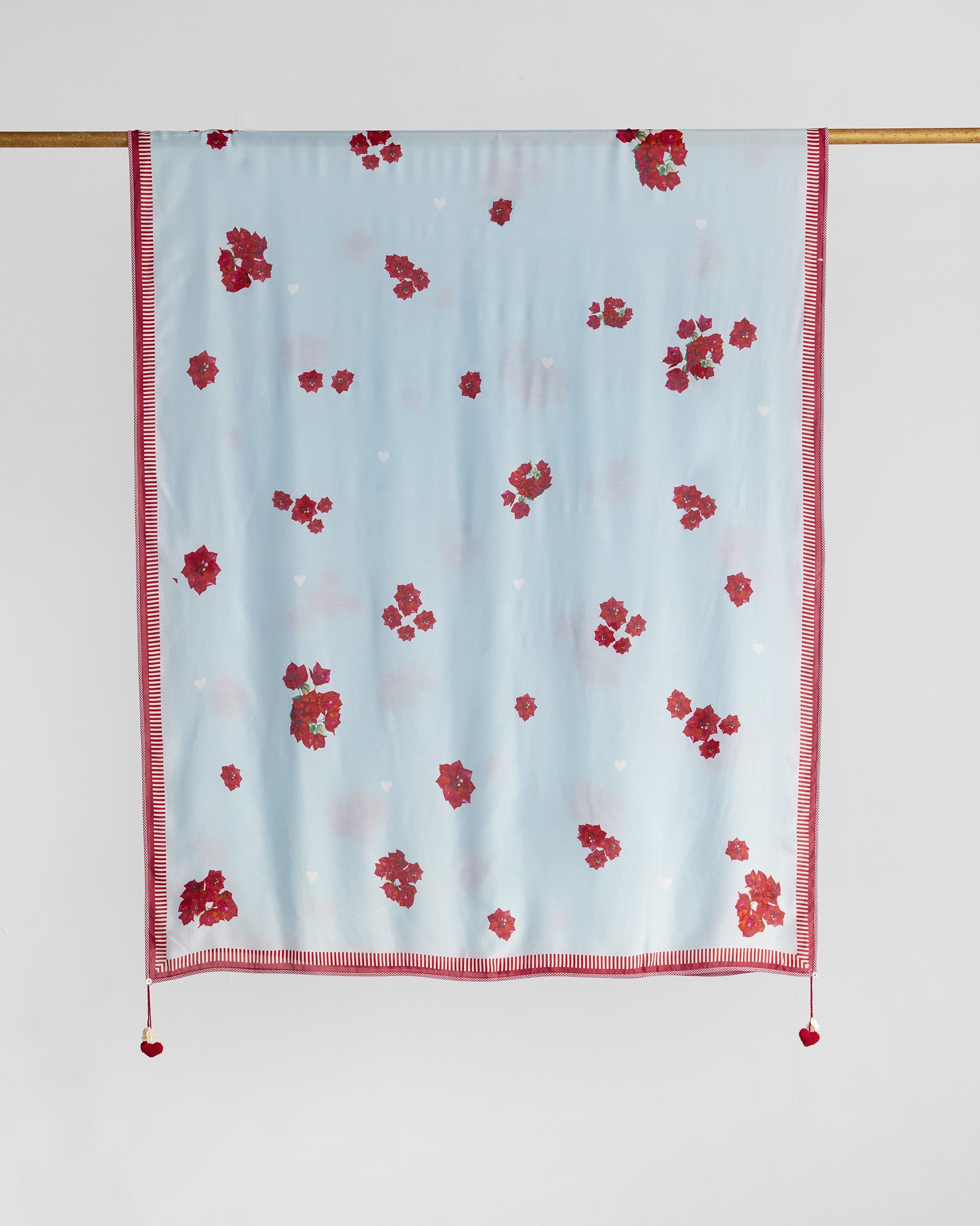 Inara Dupatta - Ice Blue & Red Printed