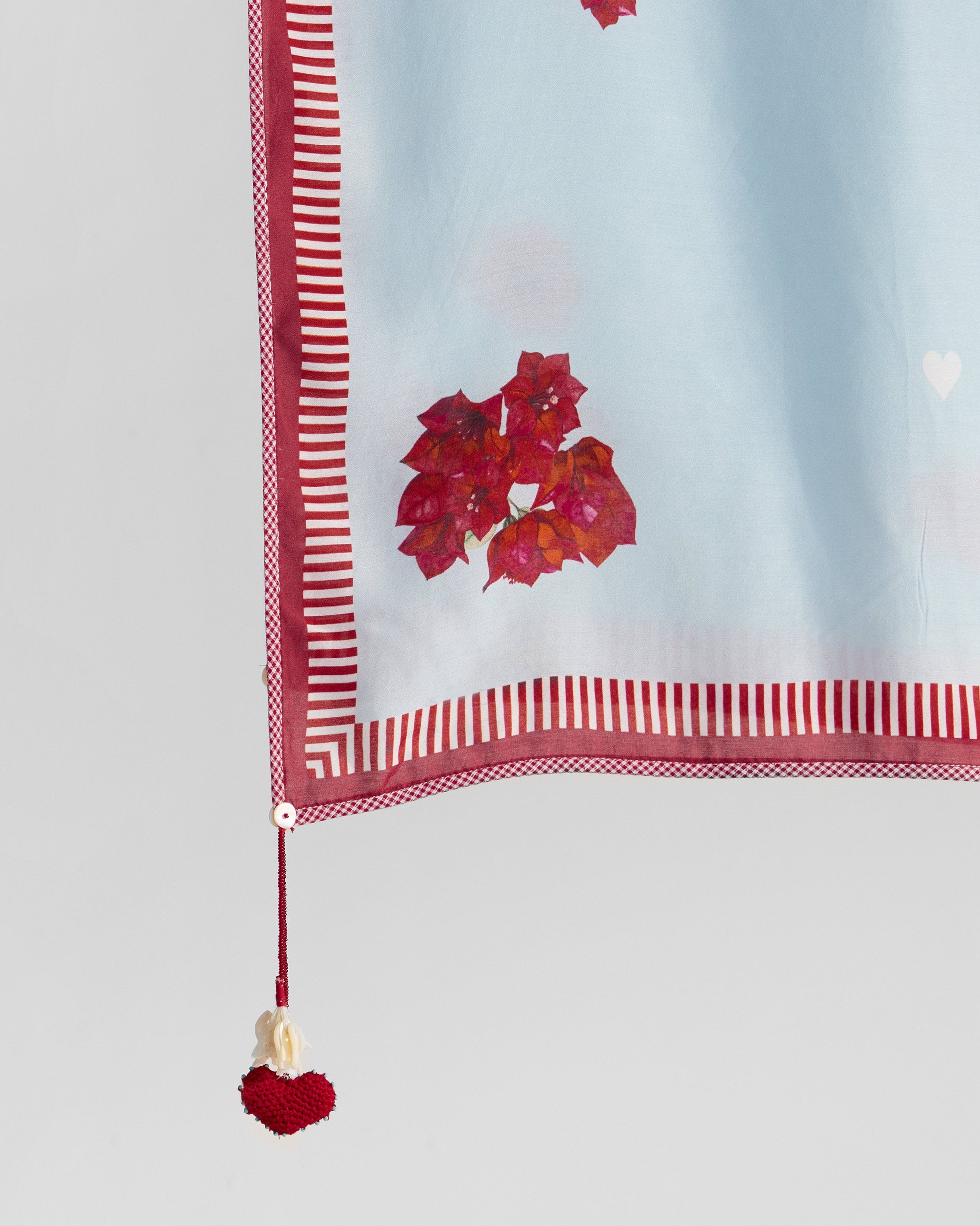 Inara Dupatta - Ice Blue & Red Printed