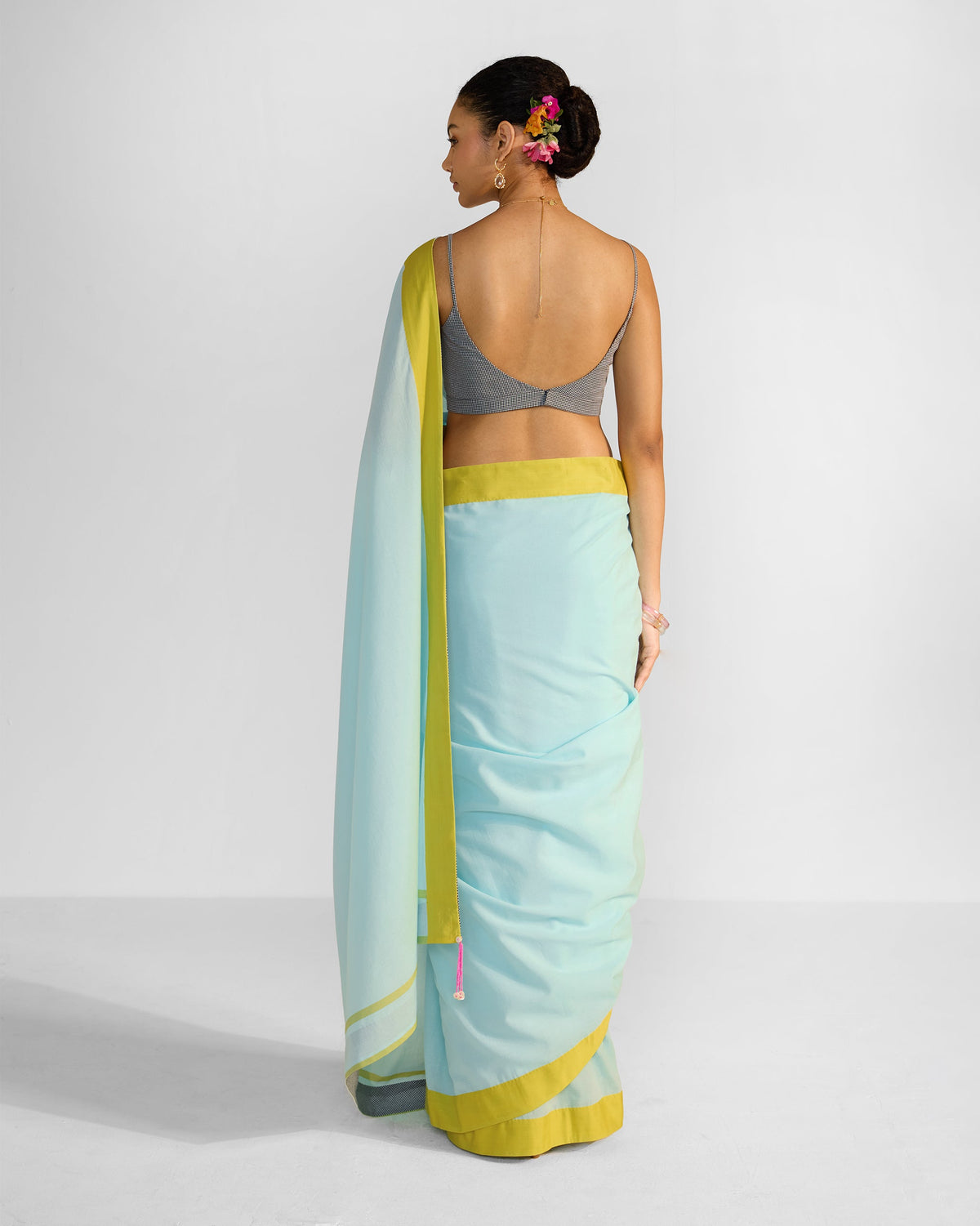 Noor Sari - Blue & Chartreuse
