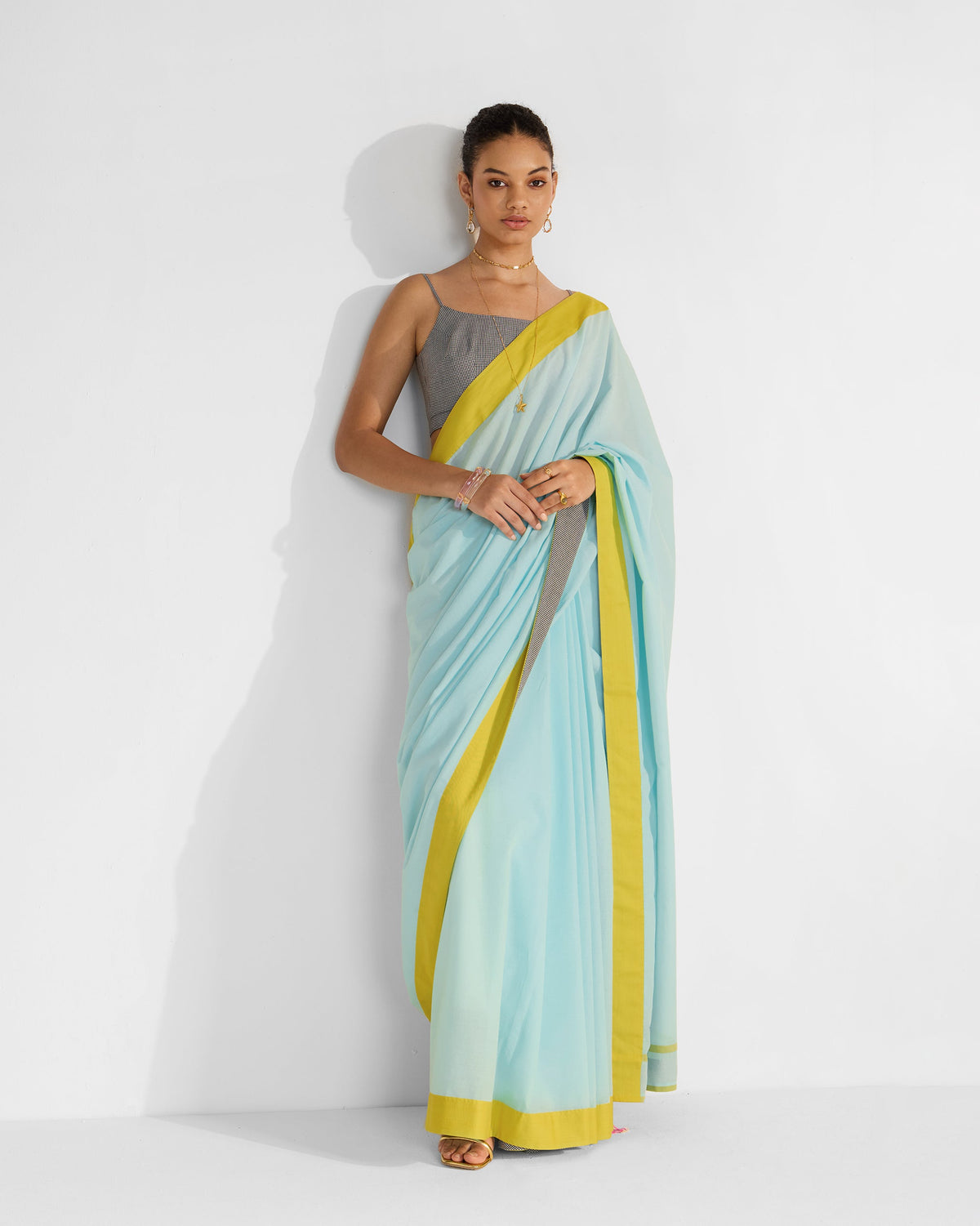 Noor Sari - Blue & Chartreuse