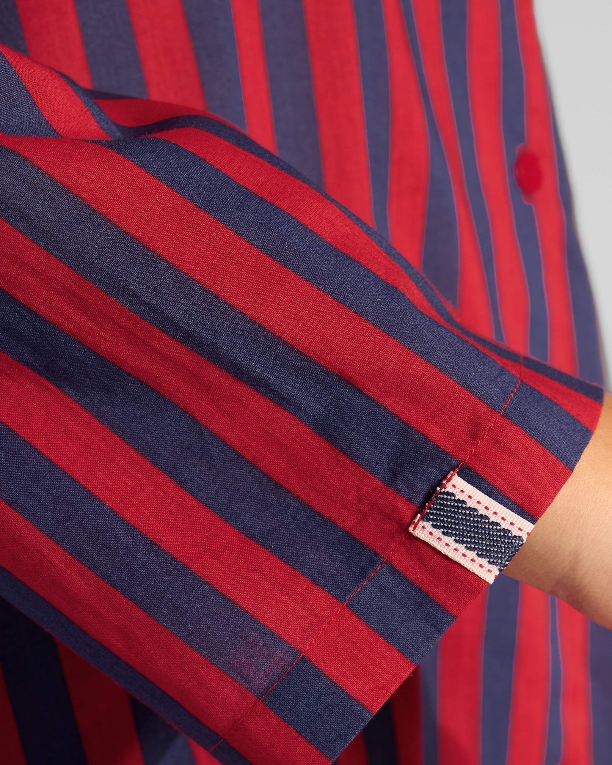 Nimar Long Shirt - Red & Navy Striped