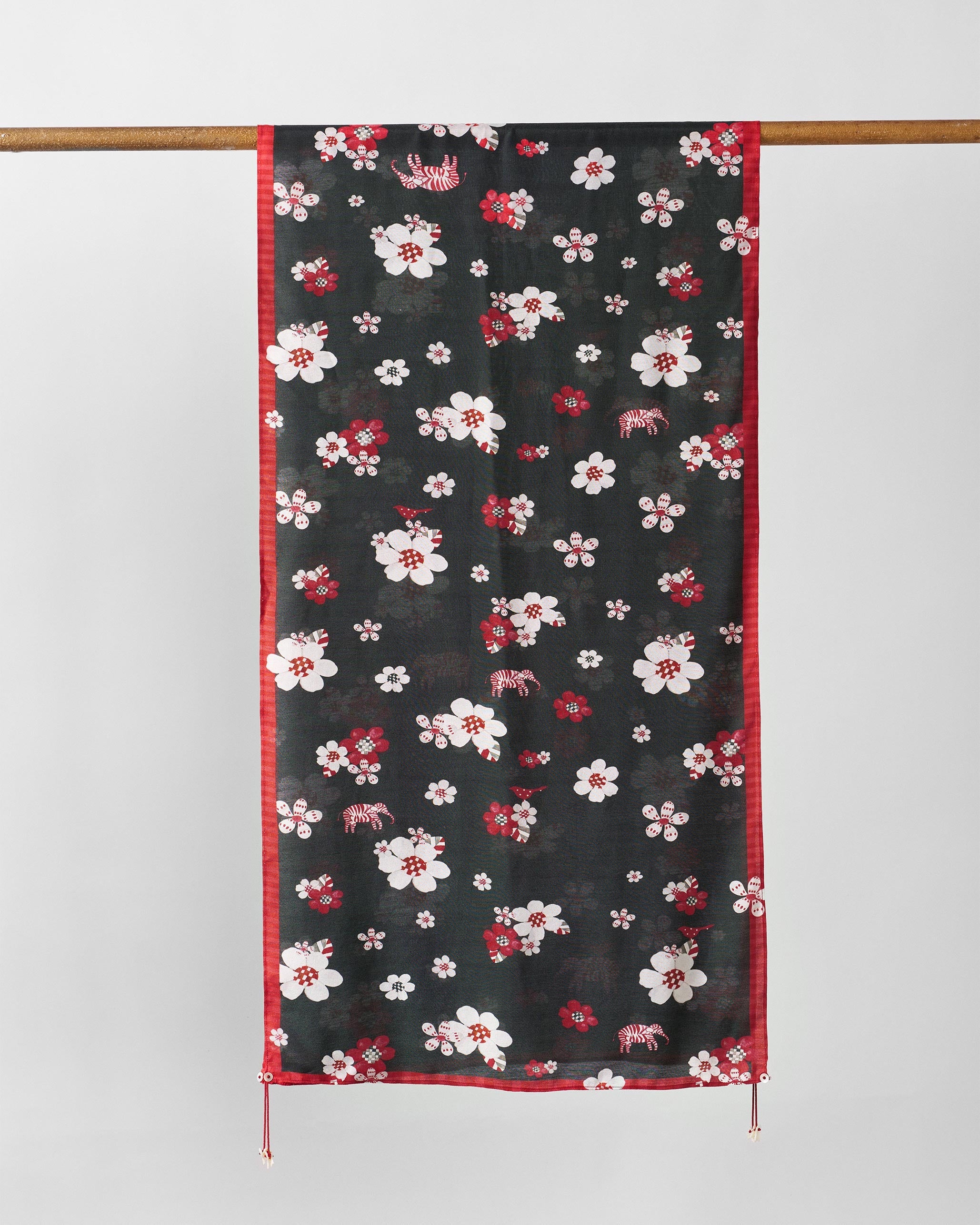 Fleur Scarf - Red & Black