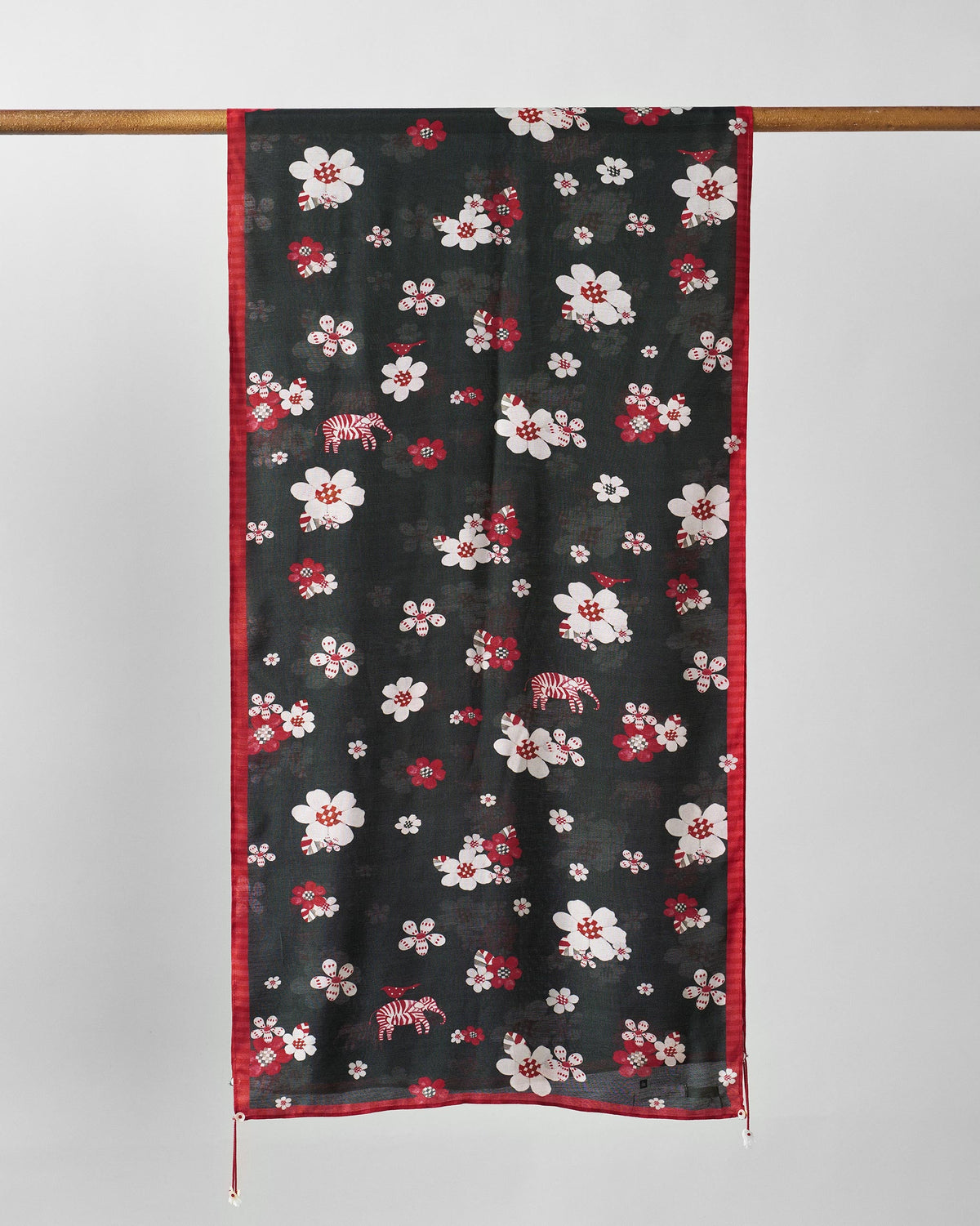 Fleur Scarf - Red & Black