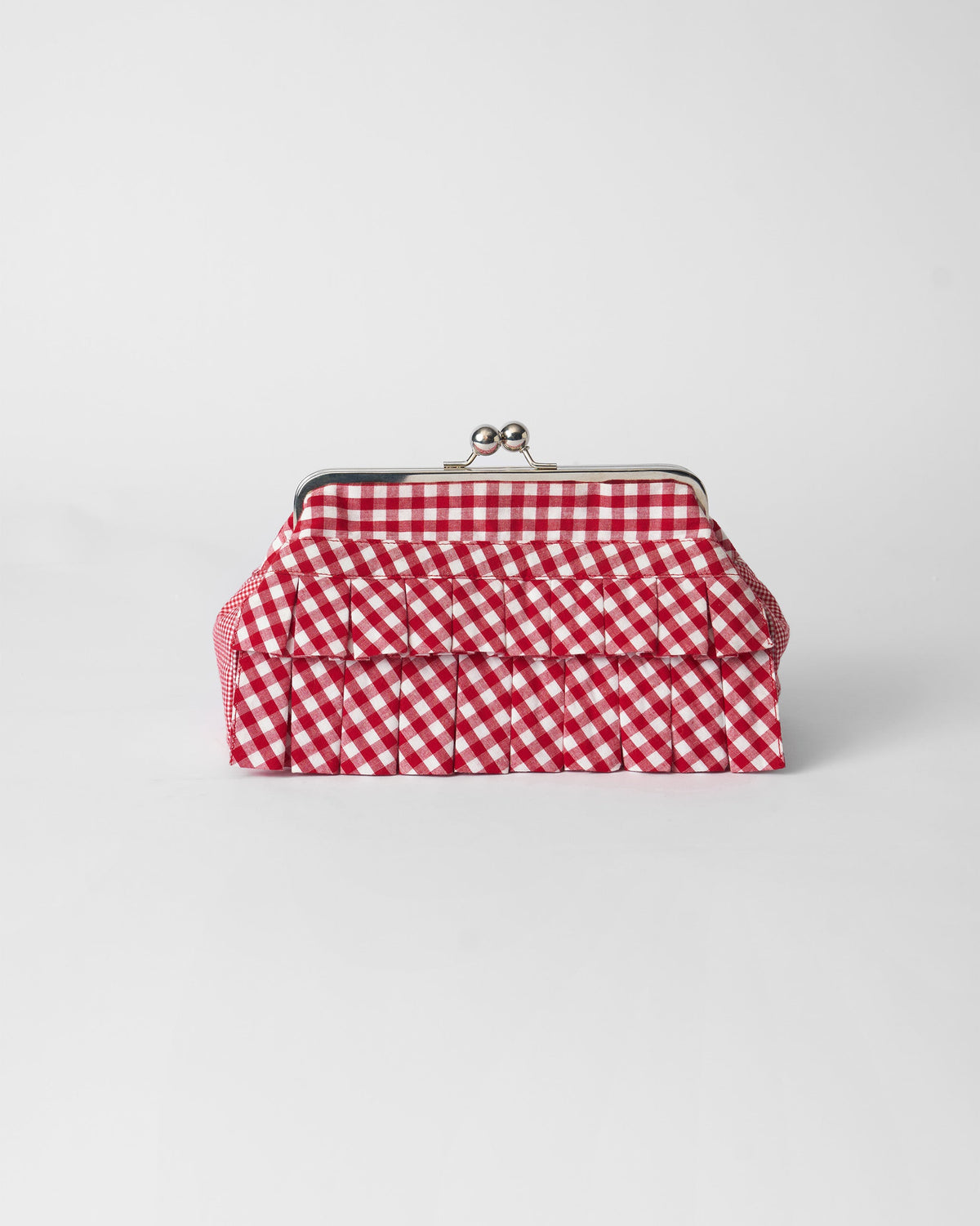 Pleated Muse Clutch - Red & White