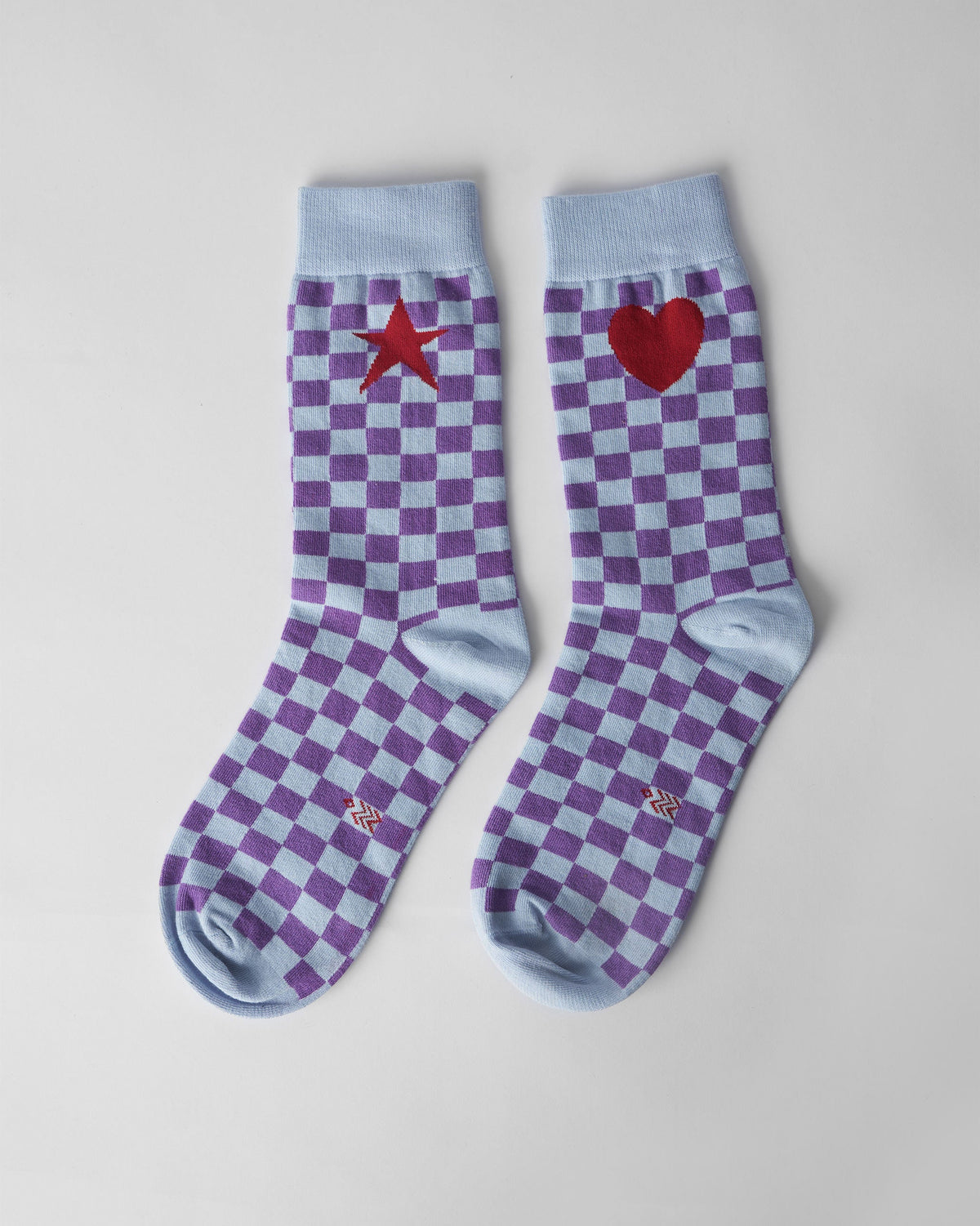 Gingham Glow Socks - Ice Blue & Purple