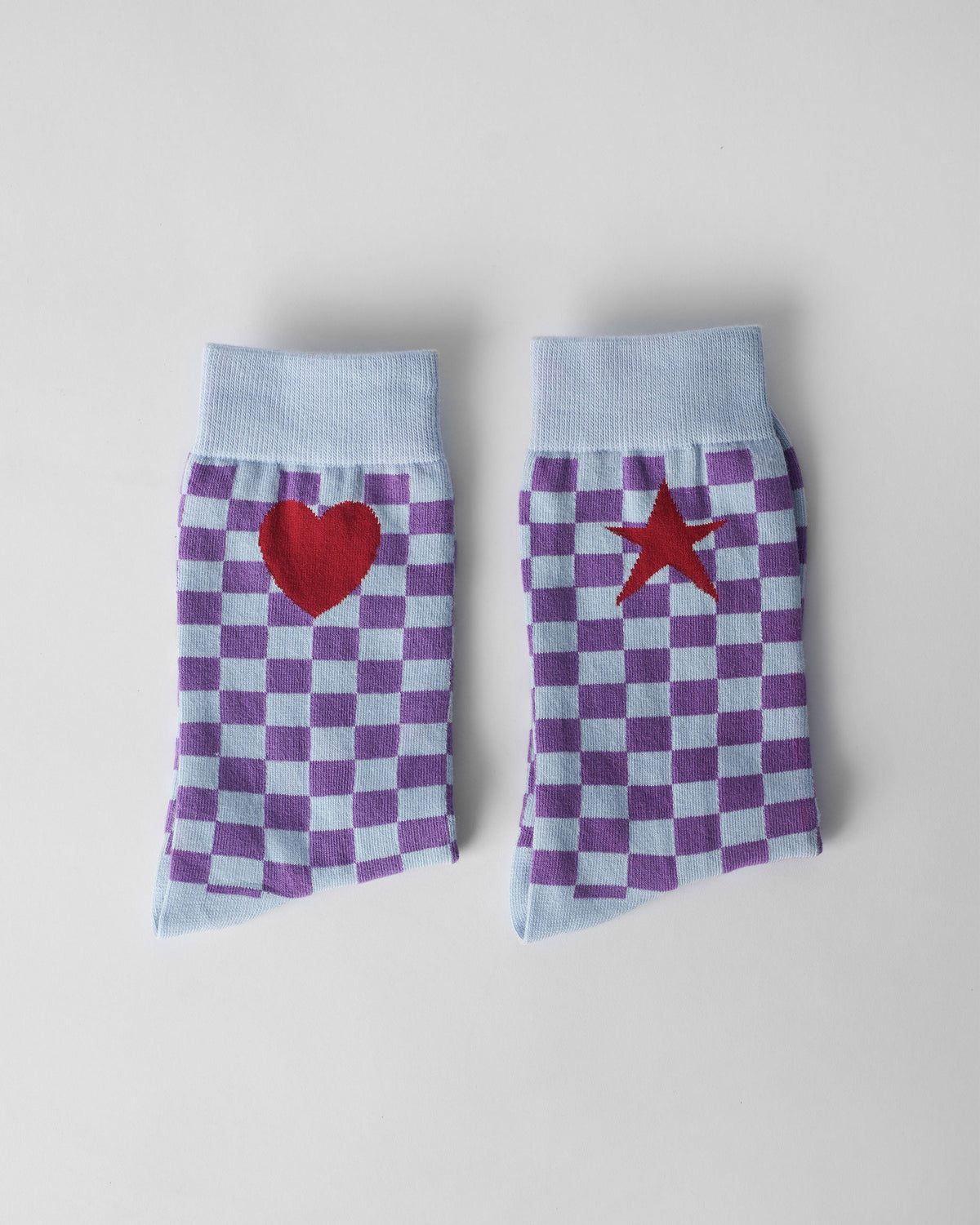 Gingham Glow Socks - Ice Blue & Purple