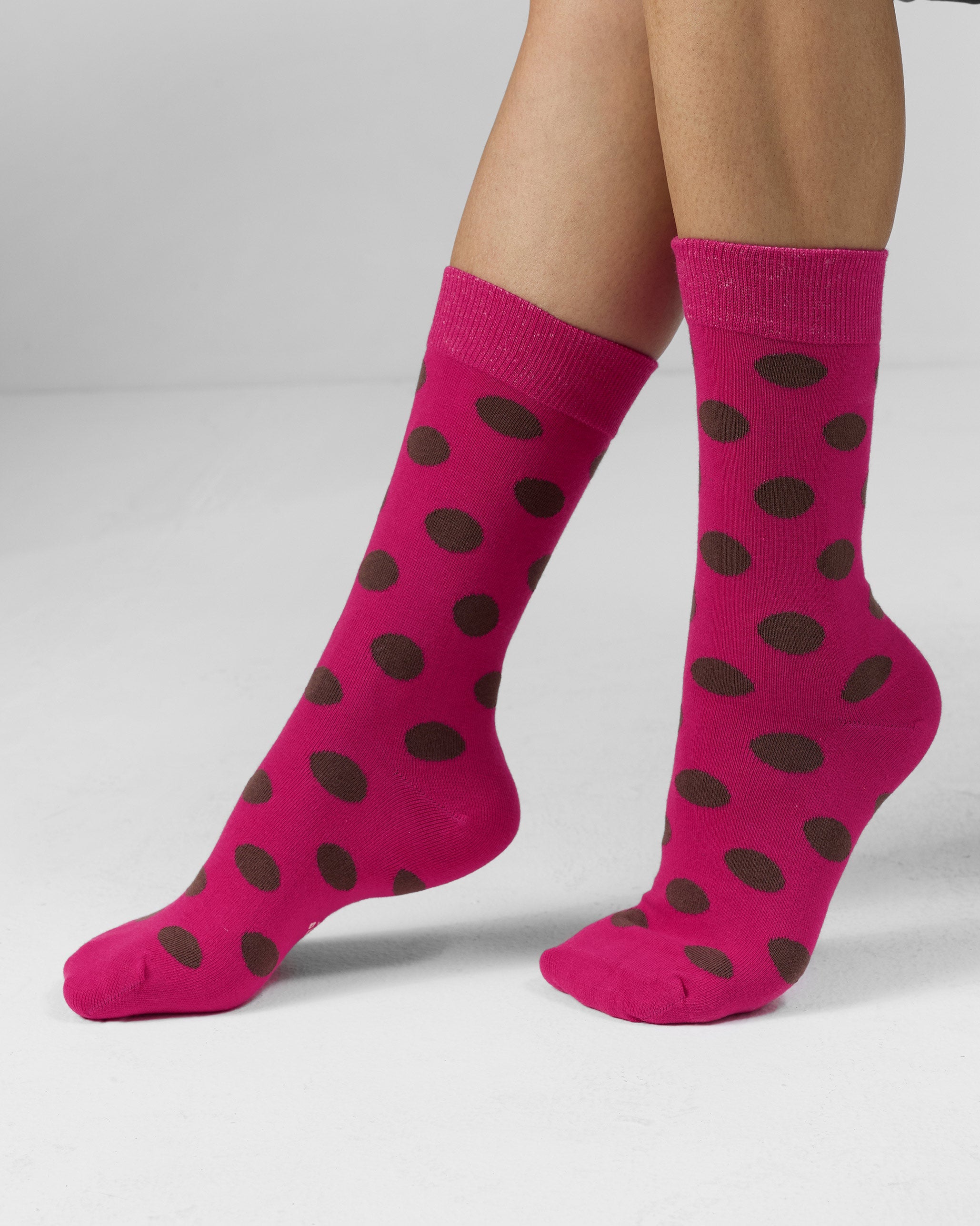 Polka Love Socks (Set Of 2) - Fuschia & Charcoal