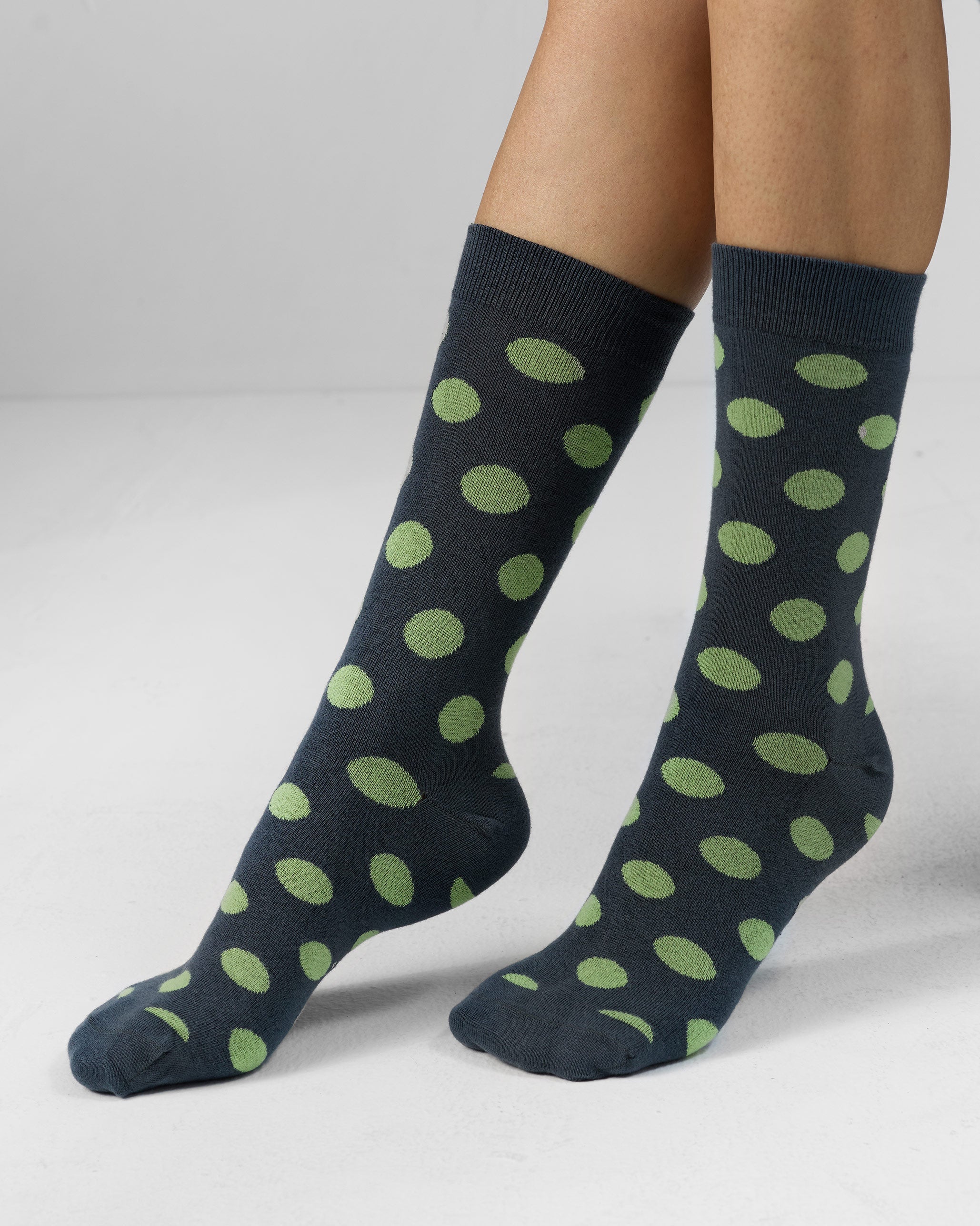 Polka Love Socks (Set Of 2) - Fuschia & Charcoal