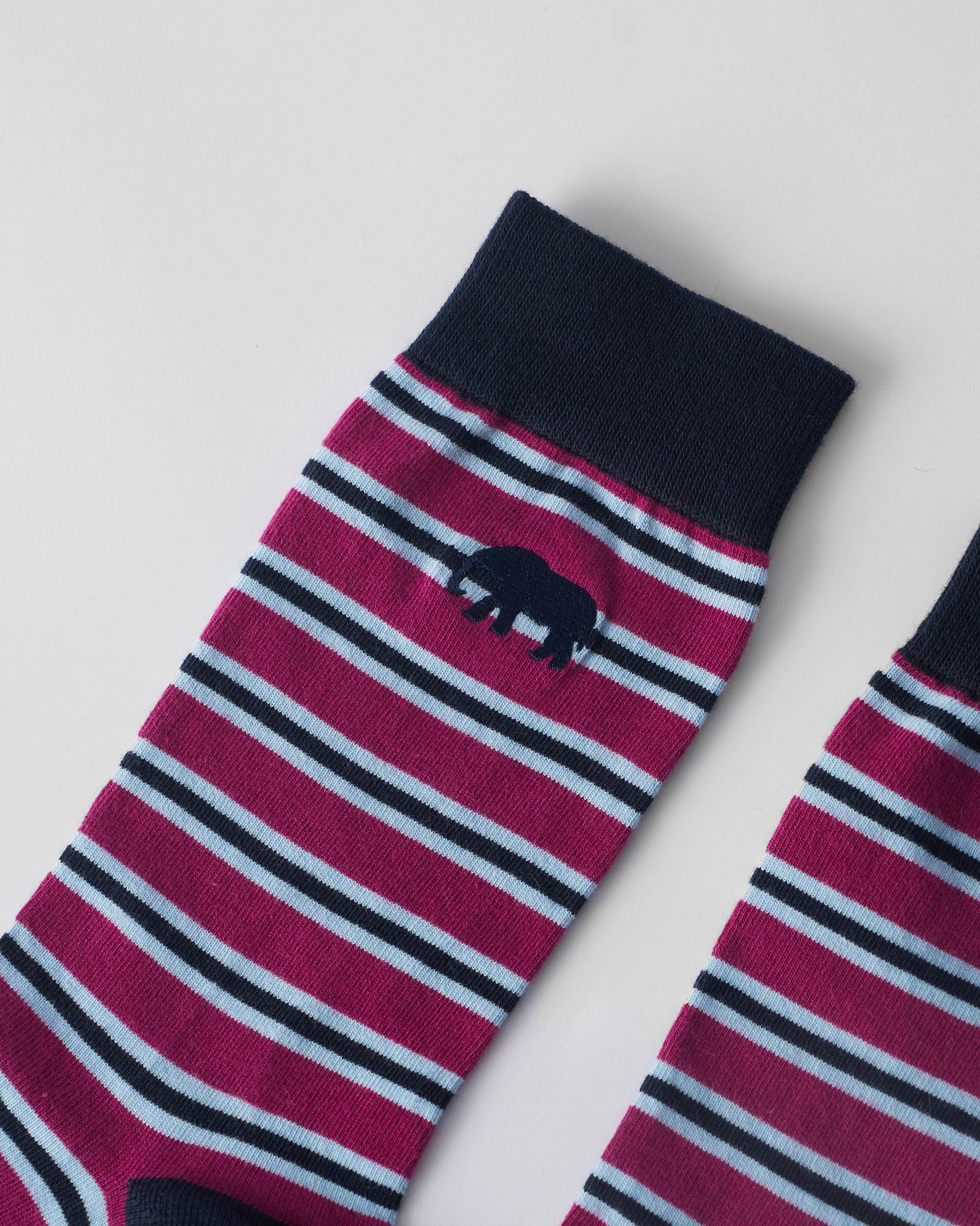 Stripey Socks (Set Of 2) - Mulberry & Brown
