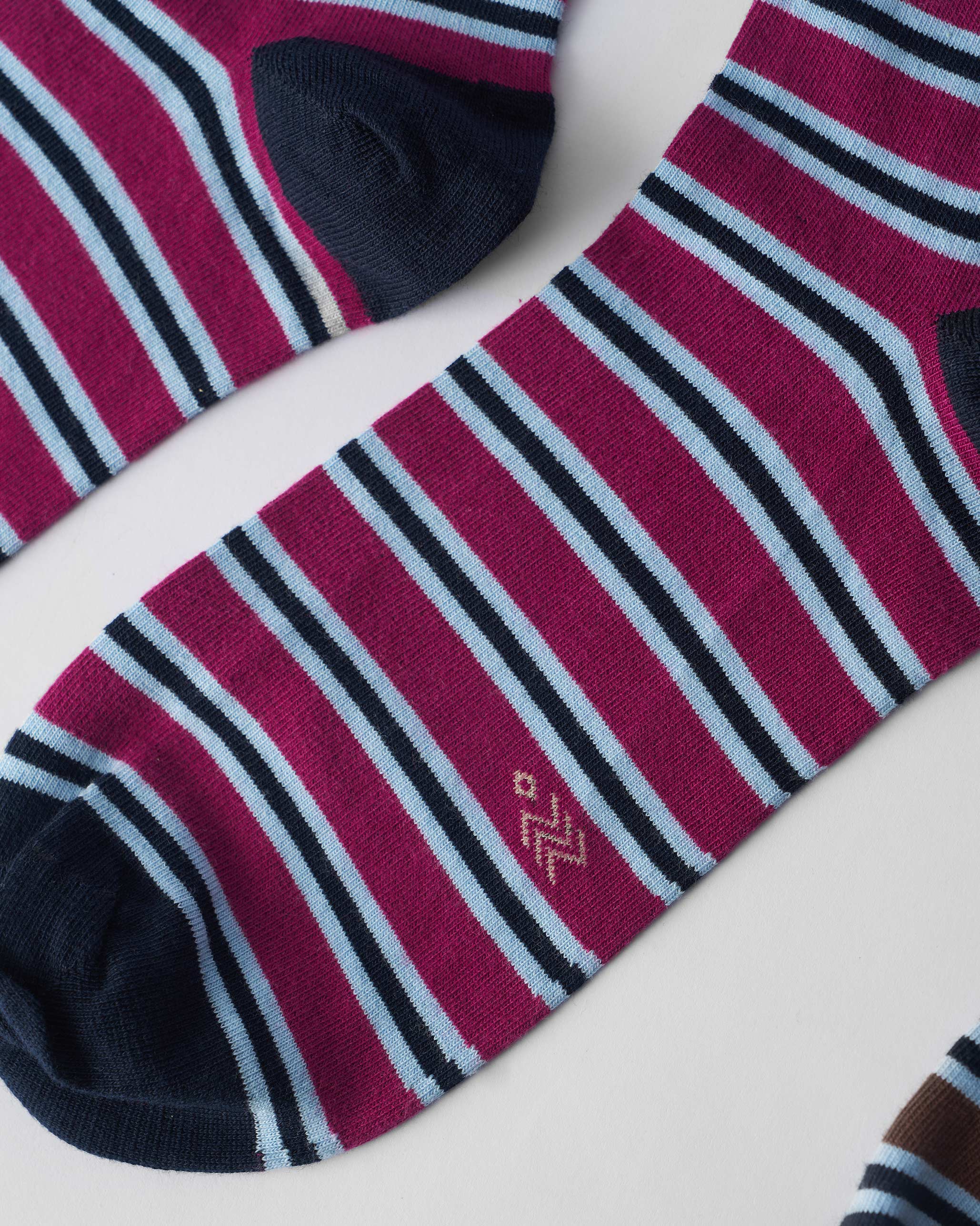 Stripey Socks (Set Of 2) - Mulberry & Brown