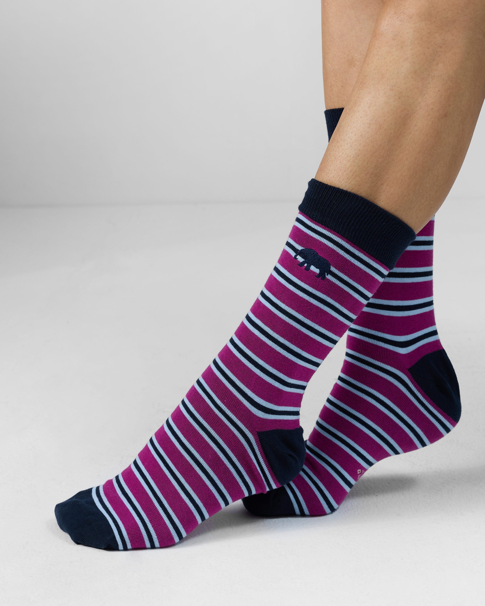 Stripey Socks (Set Of 2) - Mulberry & Brown