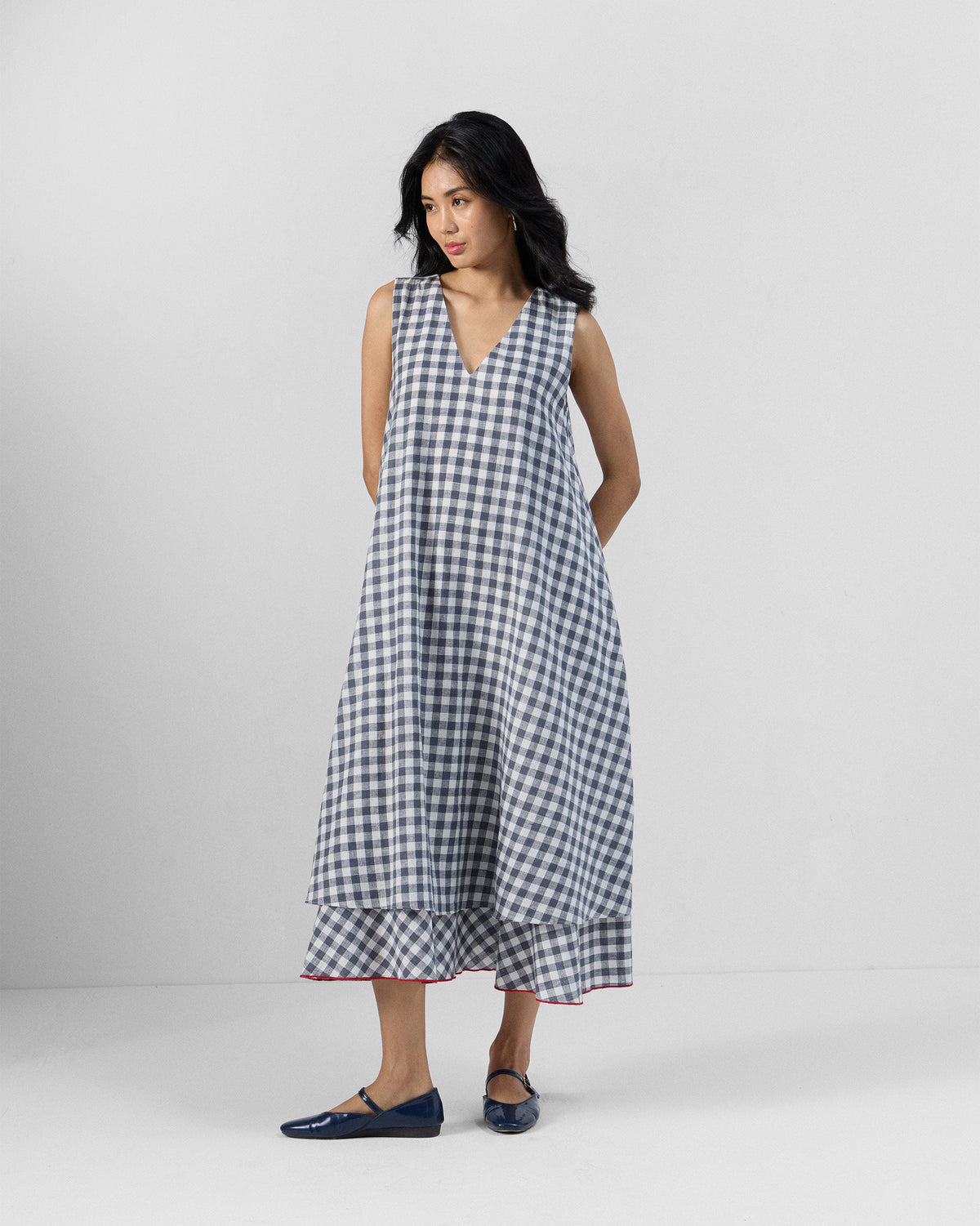 Ezra Dress - Grey & White Checks