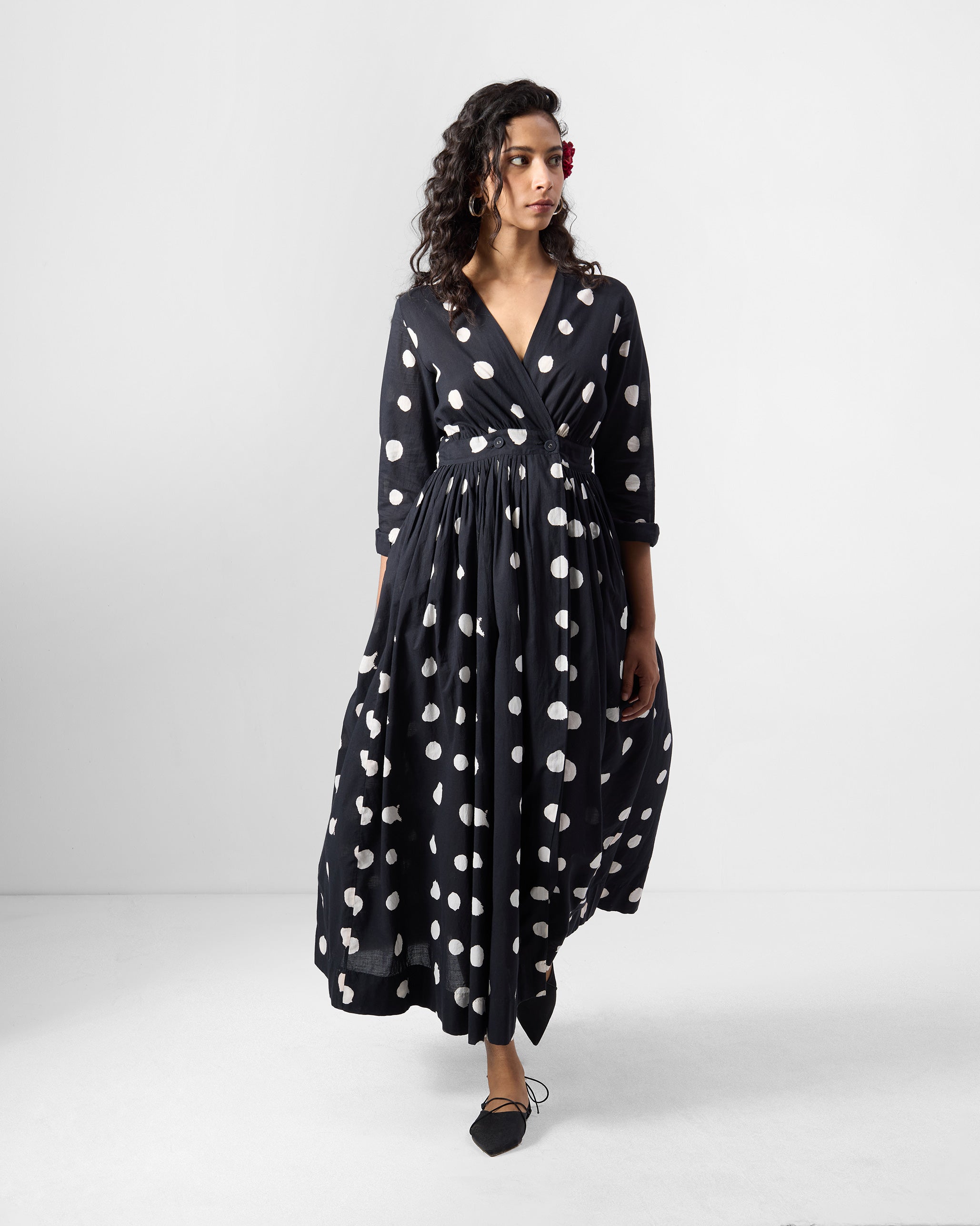 Nico Dress - Black & Ivory Printed