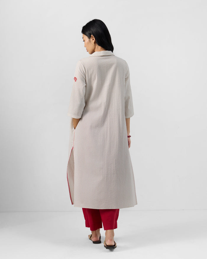 Maner Kurta - Cotton Seersucker A-Line Fit