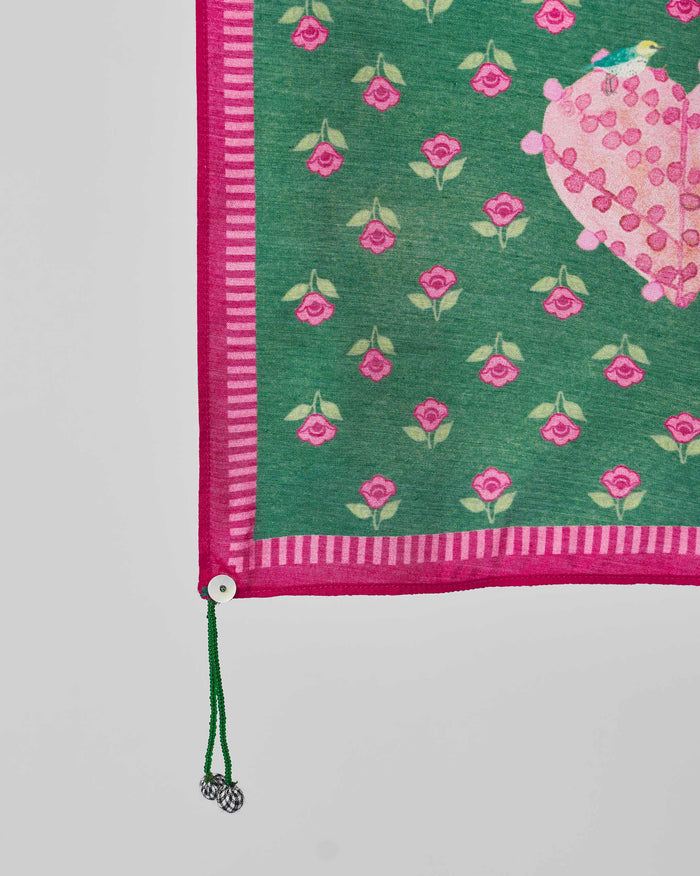 Gulnaar Scarf - Green & Pink