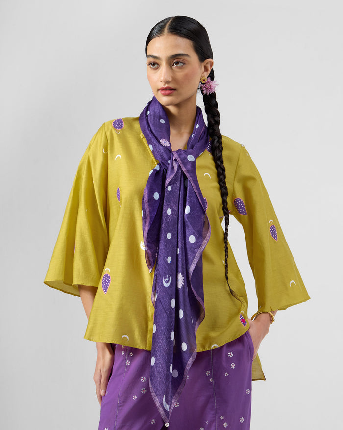 Polka Blooms Scarf - Purple