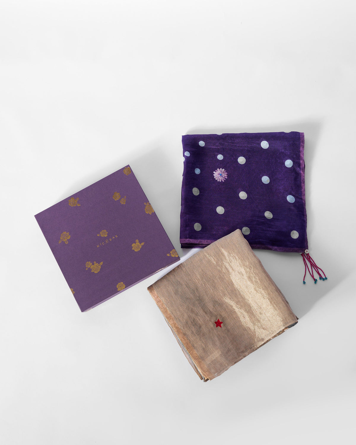 Polka Blooms Scarf - Purple