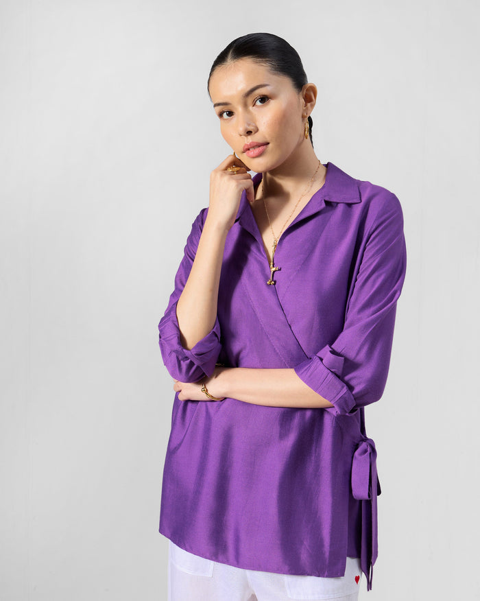 Katya Tie Up Shirt -Silk Blend Regular Fit