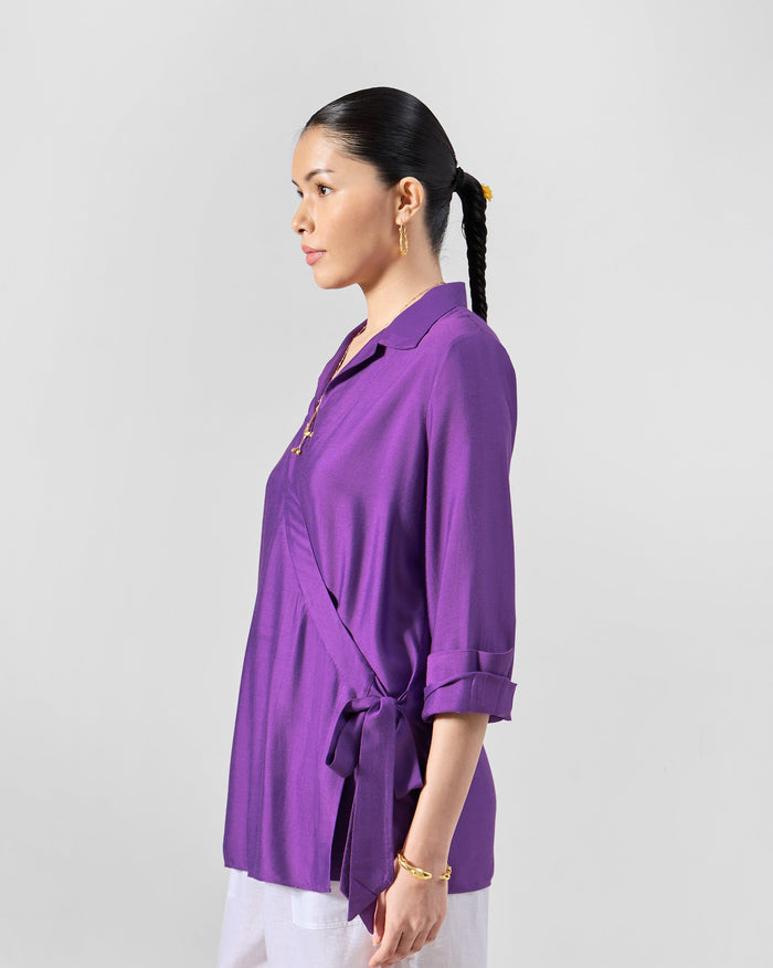 Katya Tie Up Shirt -Silk Blend Regular Fit
