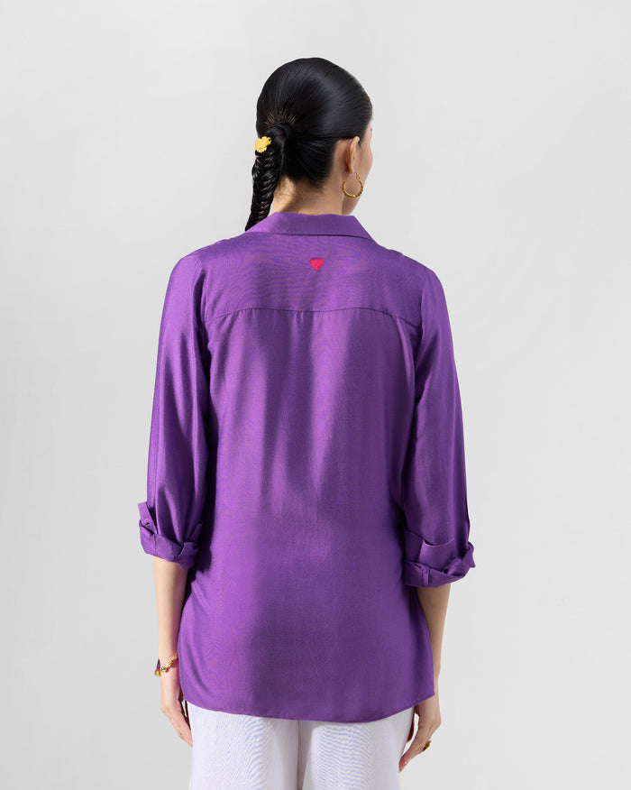 Katya Tie Up Shirt -Silk Blend Regular Fit