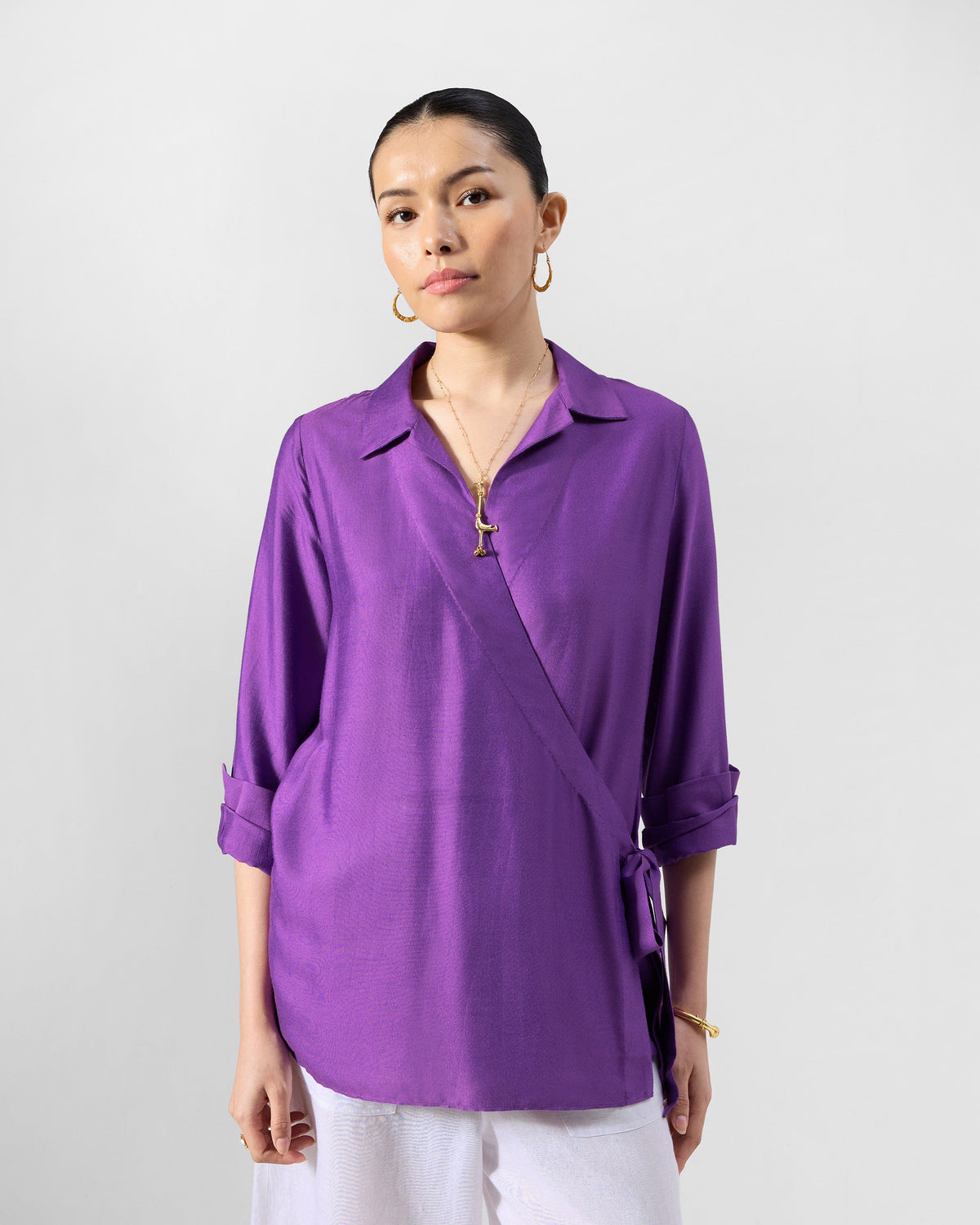 Katya Tie Up Shirt -Silk Blend Regular Fit