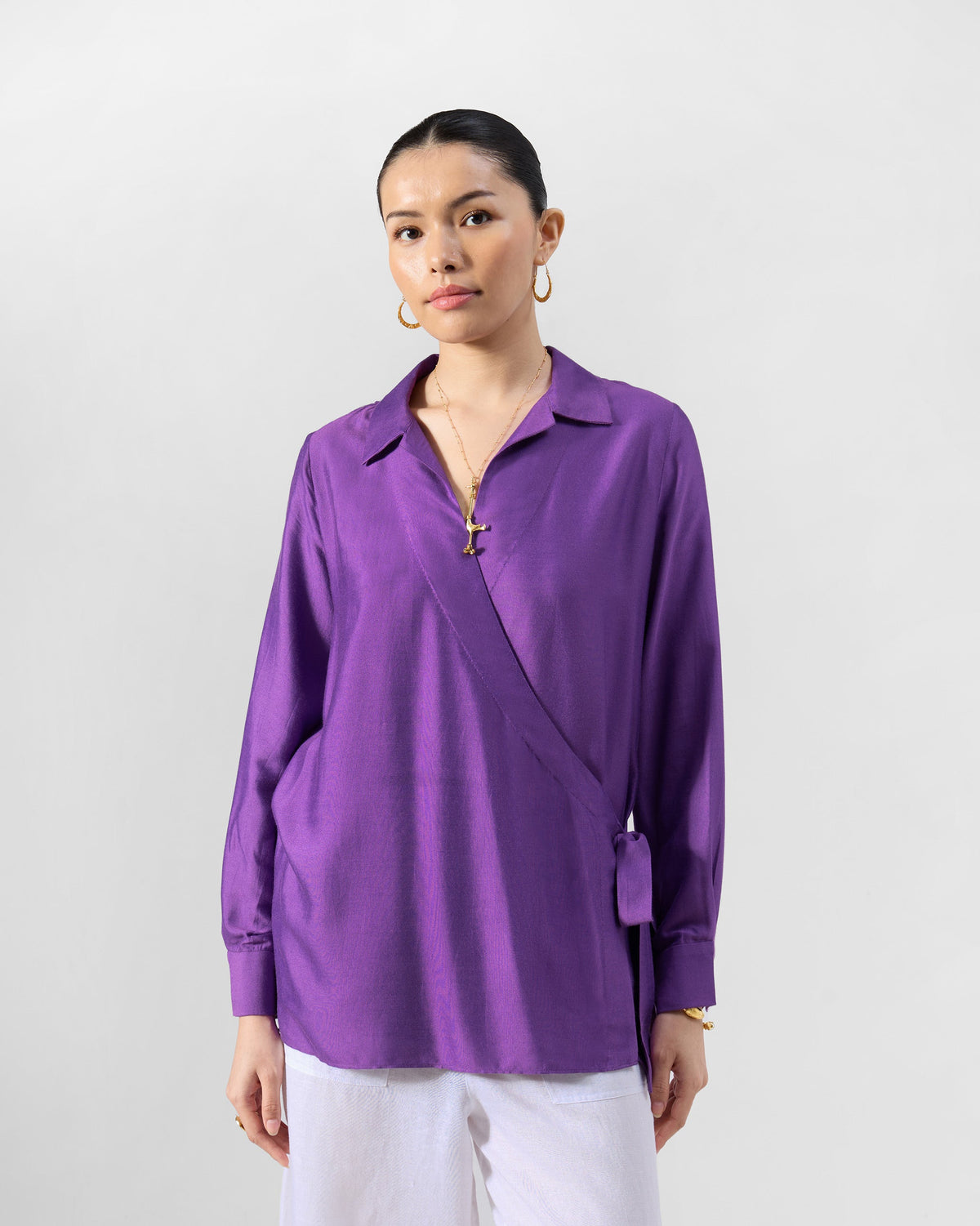 Katya Tie Up Shirt -Silk Blend Regular Fit