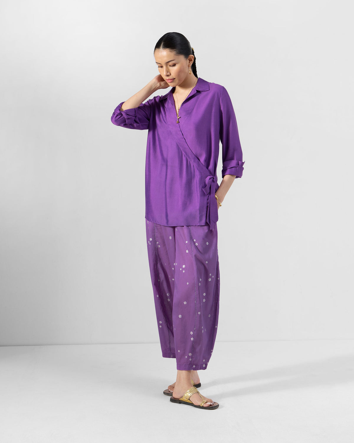 Katya Tie Up Shirt -Silk Blend Regular Fit