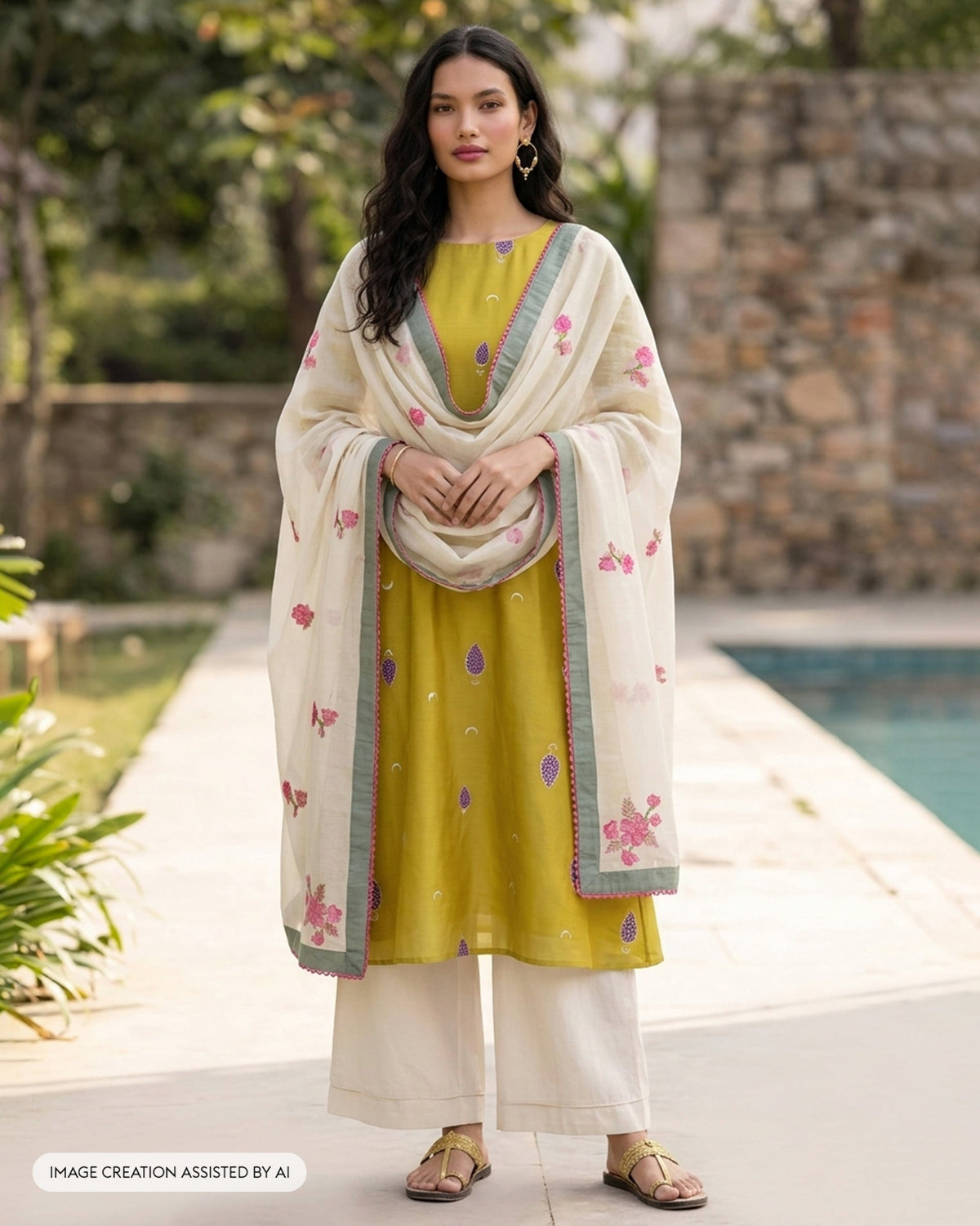 Boat Neck Kurta - Cotton Silk A-Line Fit