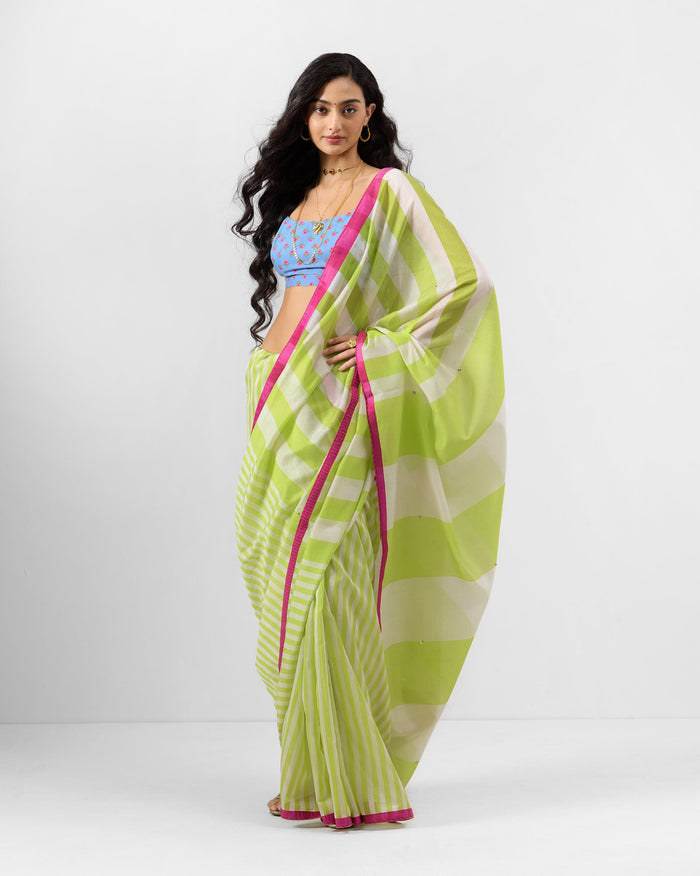 Veha Sari - Striped Cotton Silk
