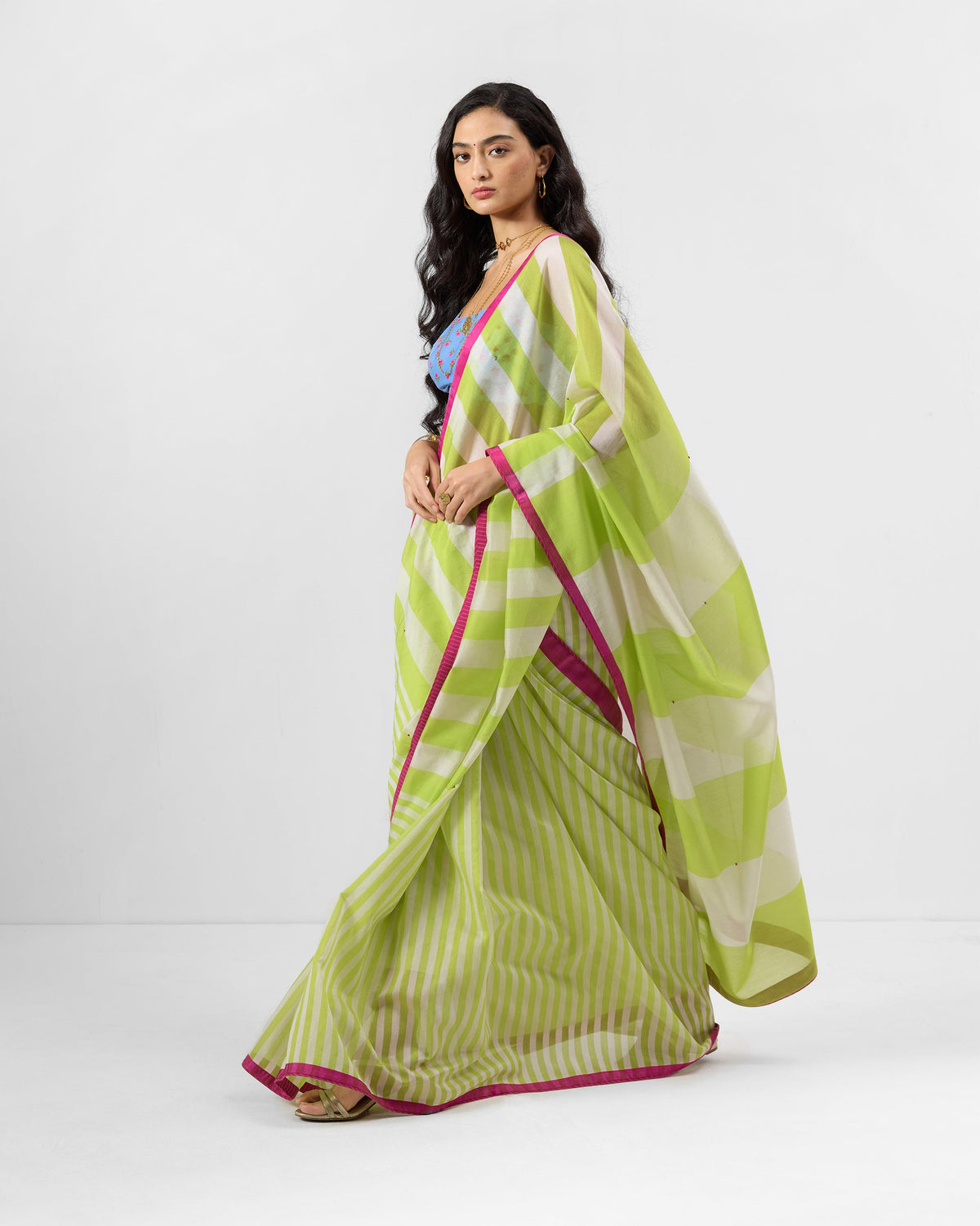 Veha Sari - Striped Cotton Silk
