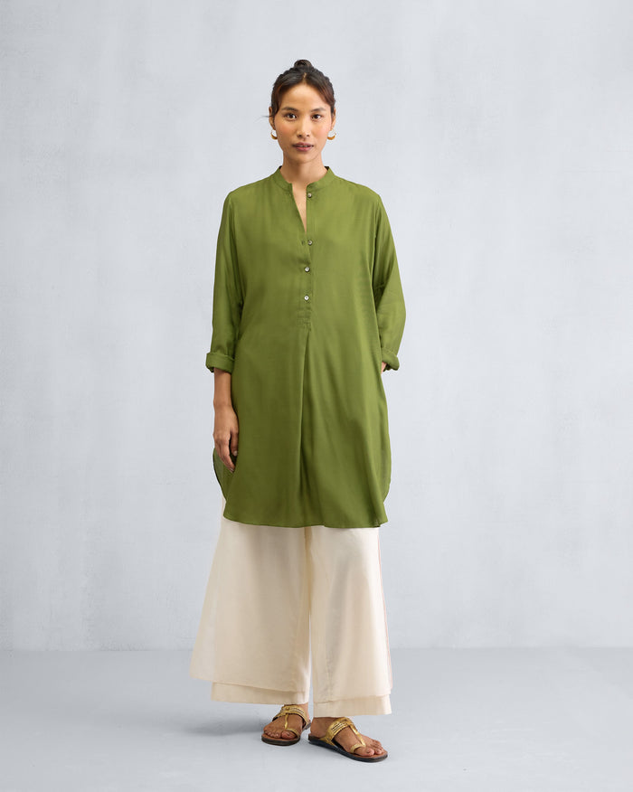 Basic Mid Length Kurta - Olive